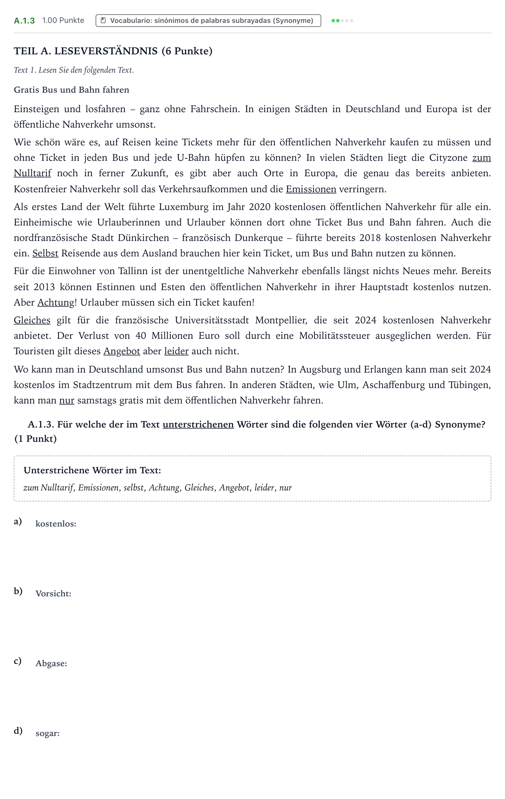 Enunciado: Ejercicio A.1.3 · Alemán PAU Valencia Ordinaria solapamiento 2025
