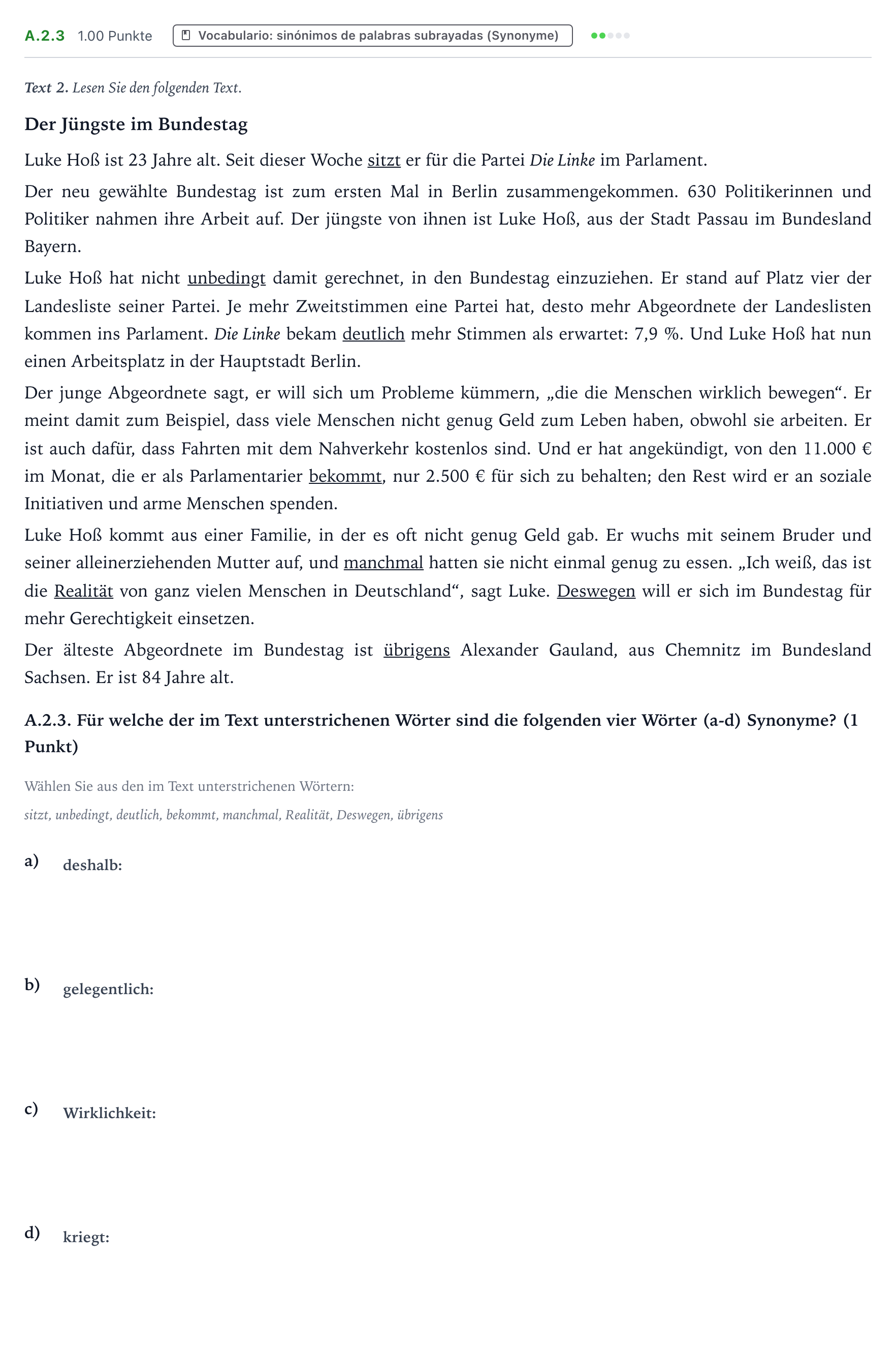 Enunciado: Ejercicio A.2.3 · Alemán PAU Valencia Ordinaria solapamiento 2025