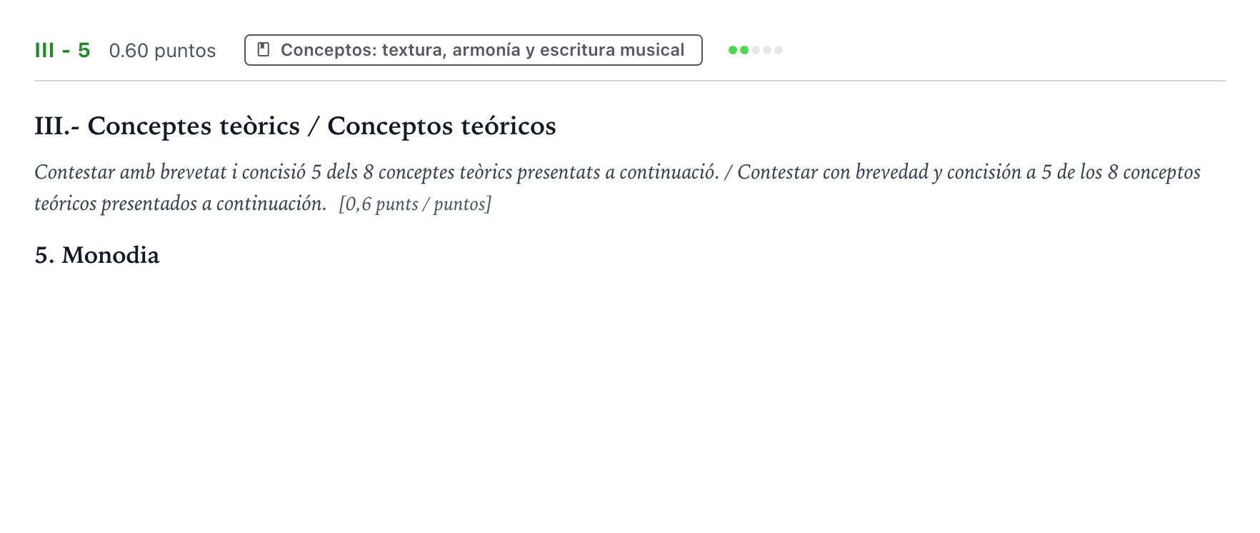Enunciado: Ejercicio III - 5 · Análisis Musical II PAU Valencia Extraordinaria DANA 2025