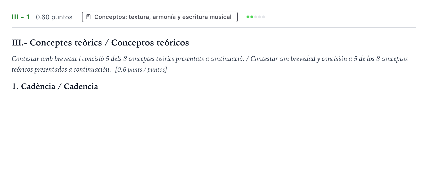 Enunciado: Ejercicio III - 1 · Análisis Musical II PAU Valencia Extraordinaria 2025