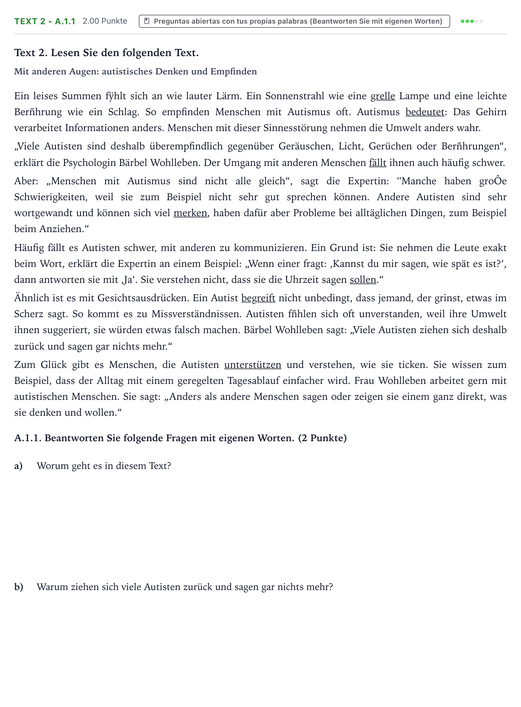 Enunciado: Ejercicio Text 2 - A.1.1 · Alemán PAU Valencia Extraordinaria solapamiento 2025