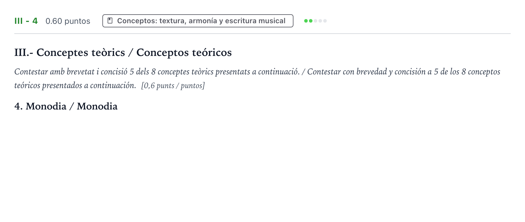 Enunciado: Ejercicio III - 4 · Análisis Musical II PAU Valencia Ordinaria 2025