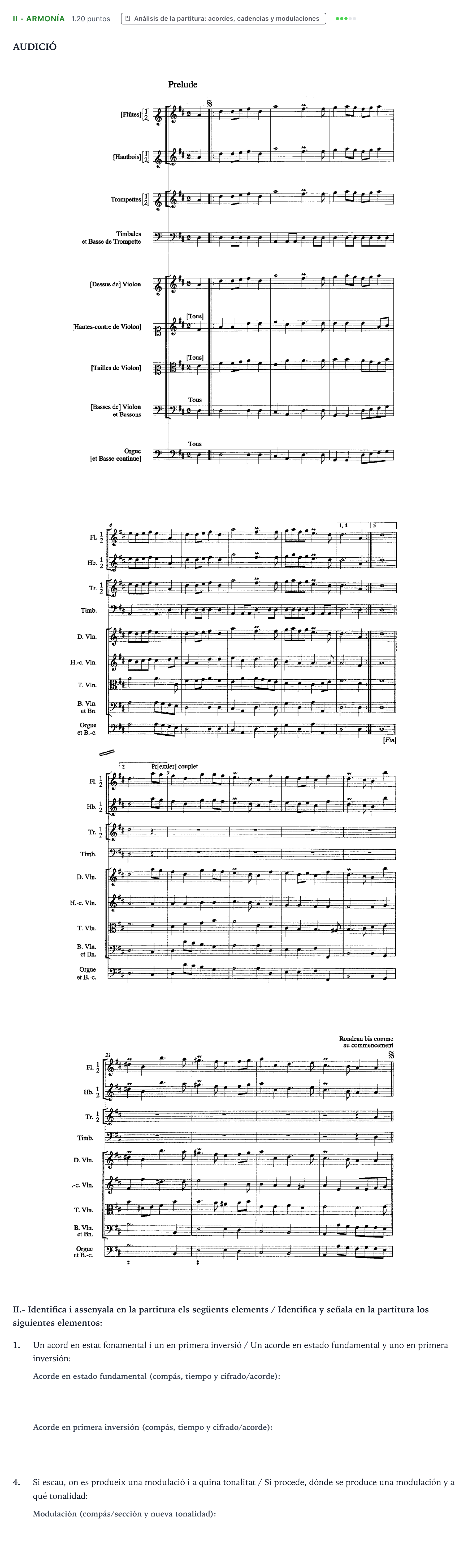 Enunciado: Ejercicio II - Armonía · Análisis Musical II PAU Valencia Ordinaria solapamiento 2025
