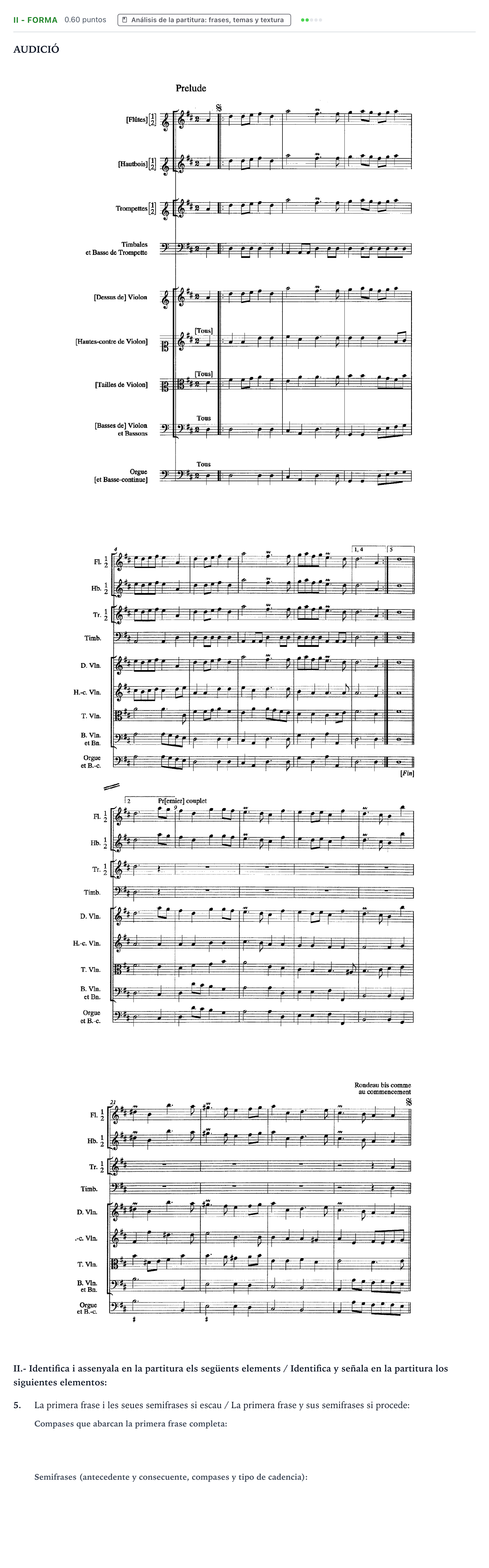 Enunciado: Ejercicio II - Forma · Análisis Musical II PAU Valencia Ordinaria solapamiento 2025