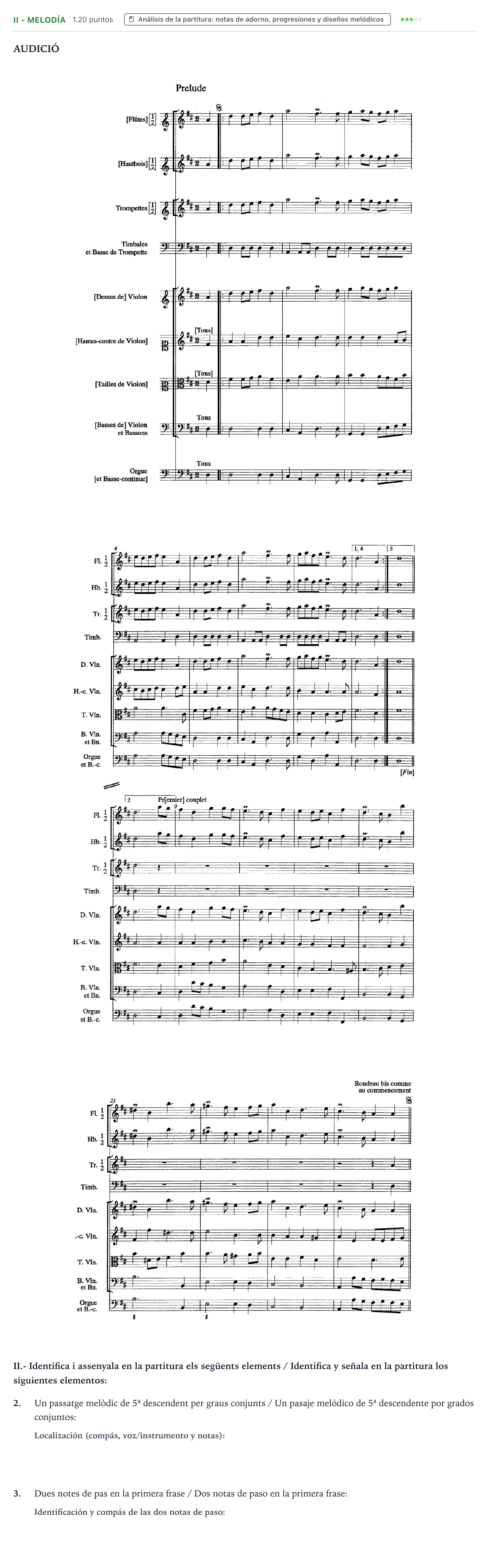 Enunciado: Ejercicio II - Melodía · Análisis Musical II PAU Valencia Ordinaria solapamiento 2025