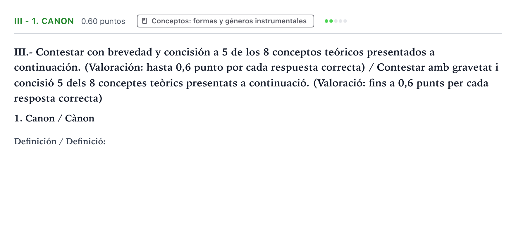 Enunciado: Ejercicio III - 1. Canon · Análisis Musical II PAU Valencia Ordinaria solapamiento 2025