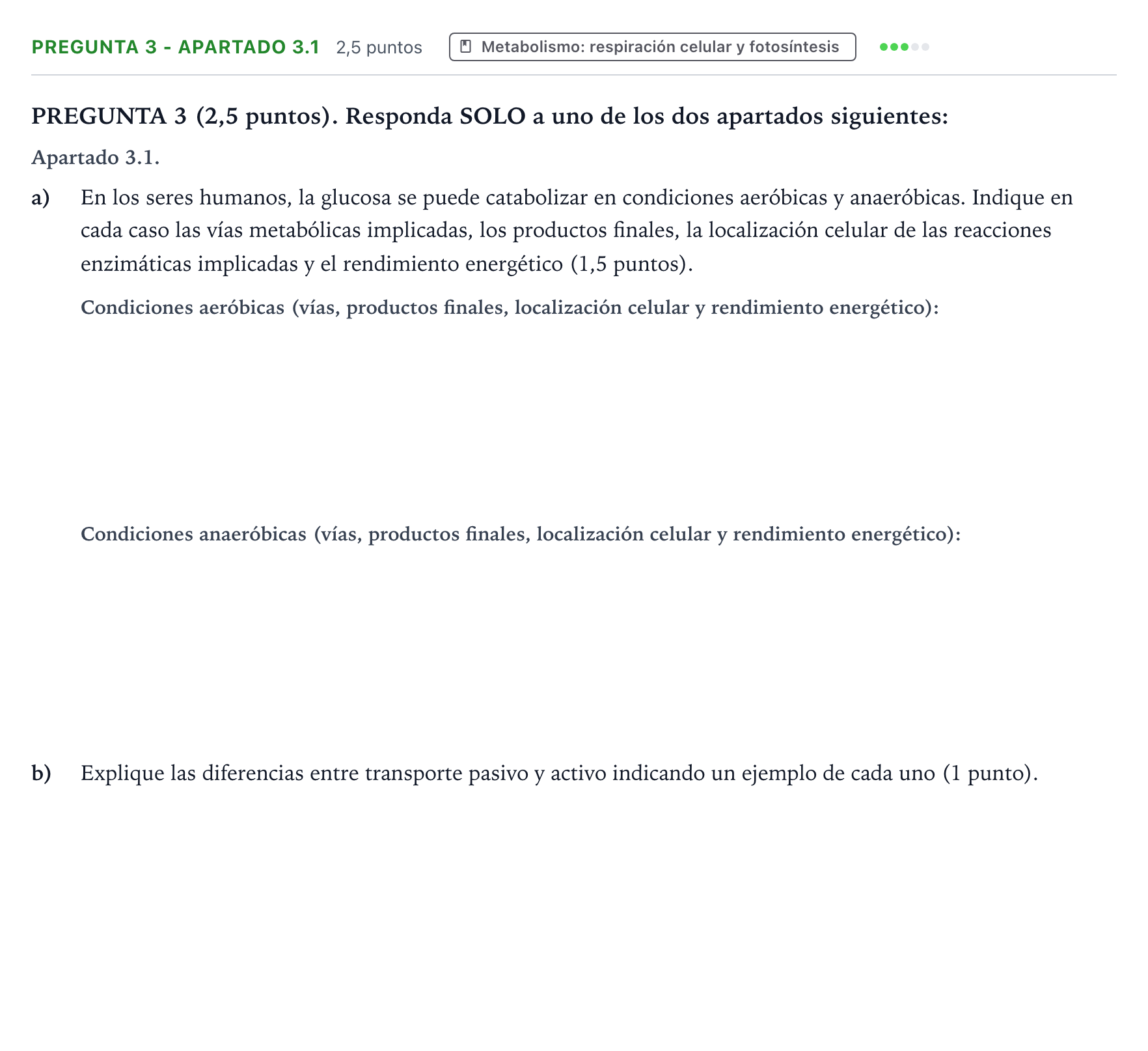 Enunciado: Pregunta 3 - Apartado 3.1 · Biología PAU Valencia Extraordinaria 2025