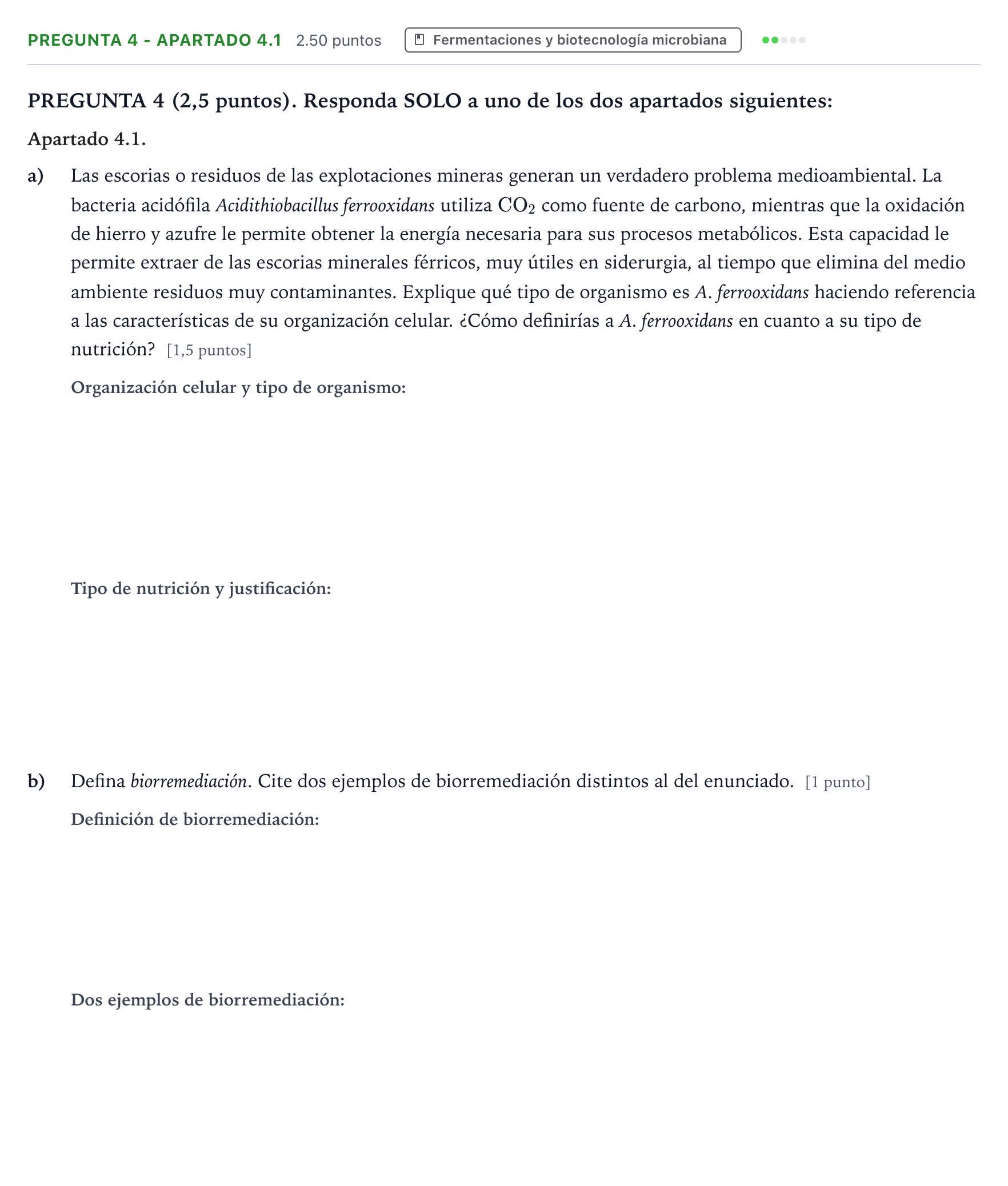 Enunciado: Pregunta 4 - Apartado 4.1 · Biología PAU Valencia Extraordinaria 2025