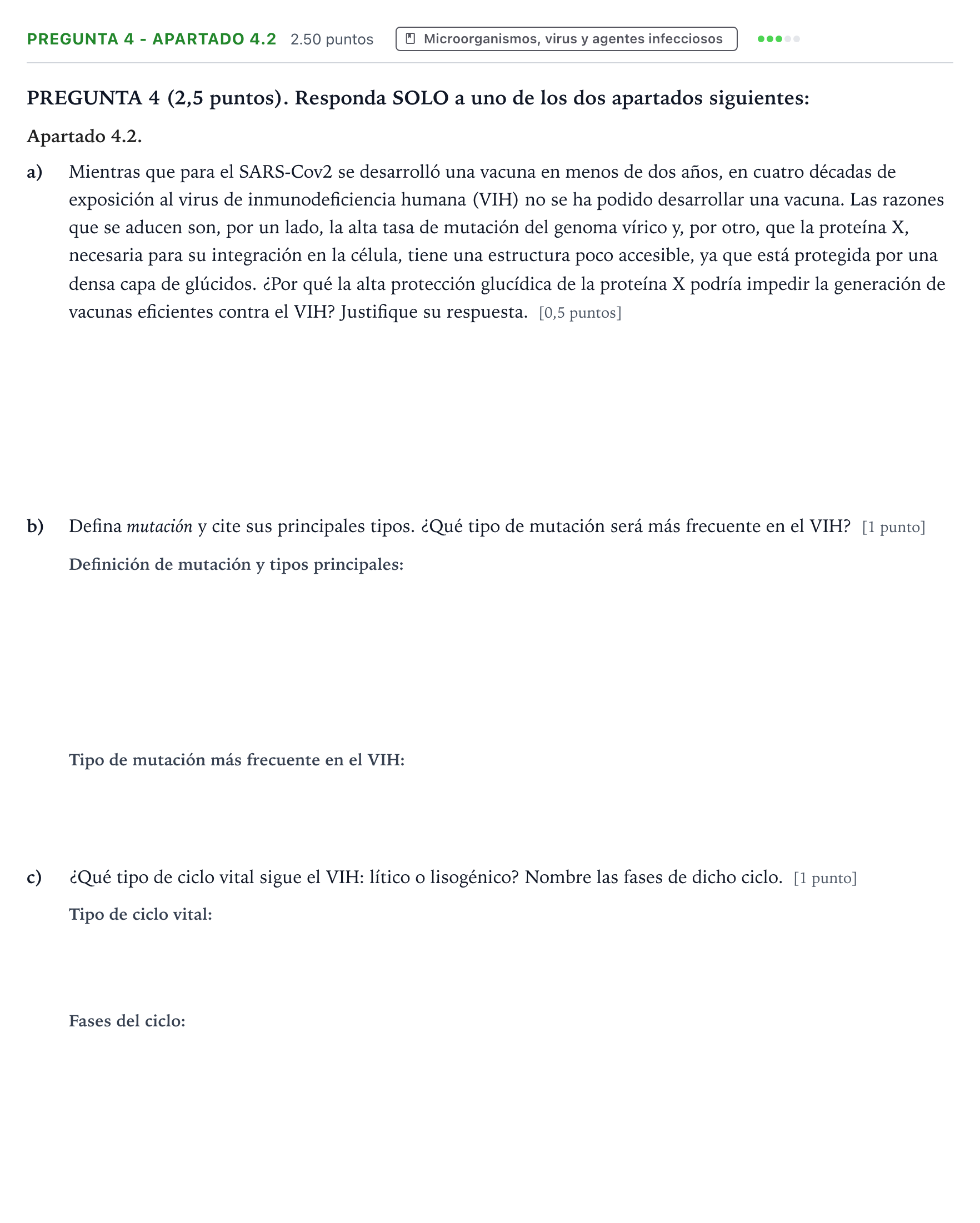 Enunciado: Pregunta 4 - Apartado 4.2 · Biología PAU Valencia Extraordinaria 2025