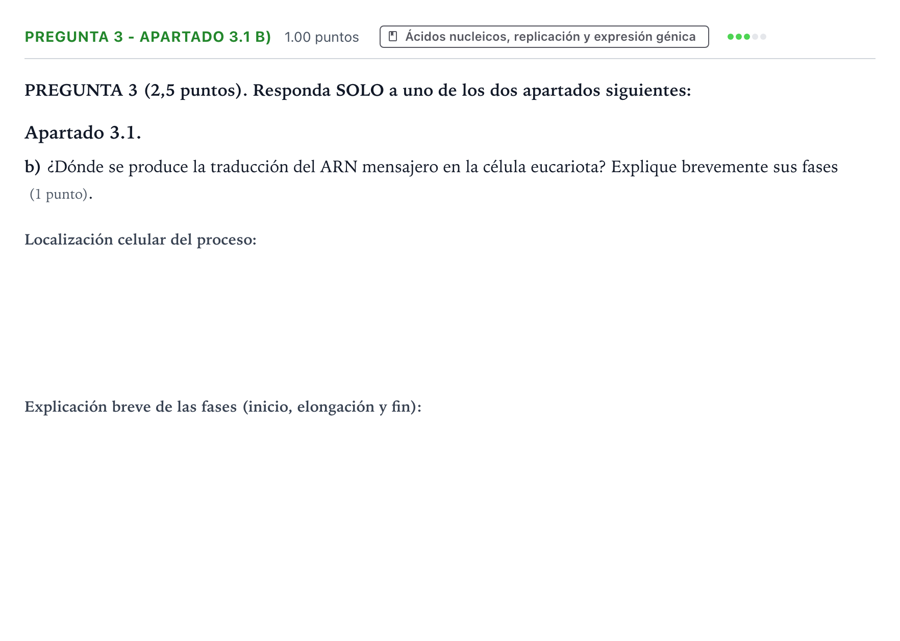 Enunciado: Pregunta 3 - Apartado 3.1 b) · Biología PAU Valencia Ordinaria 2025
