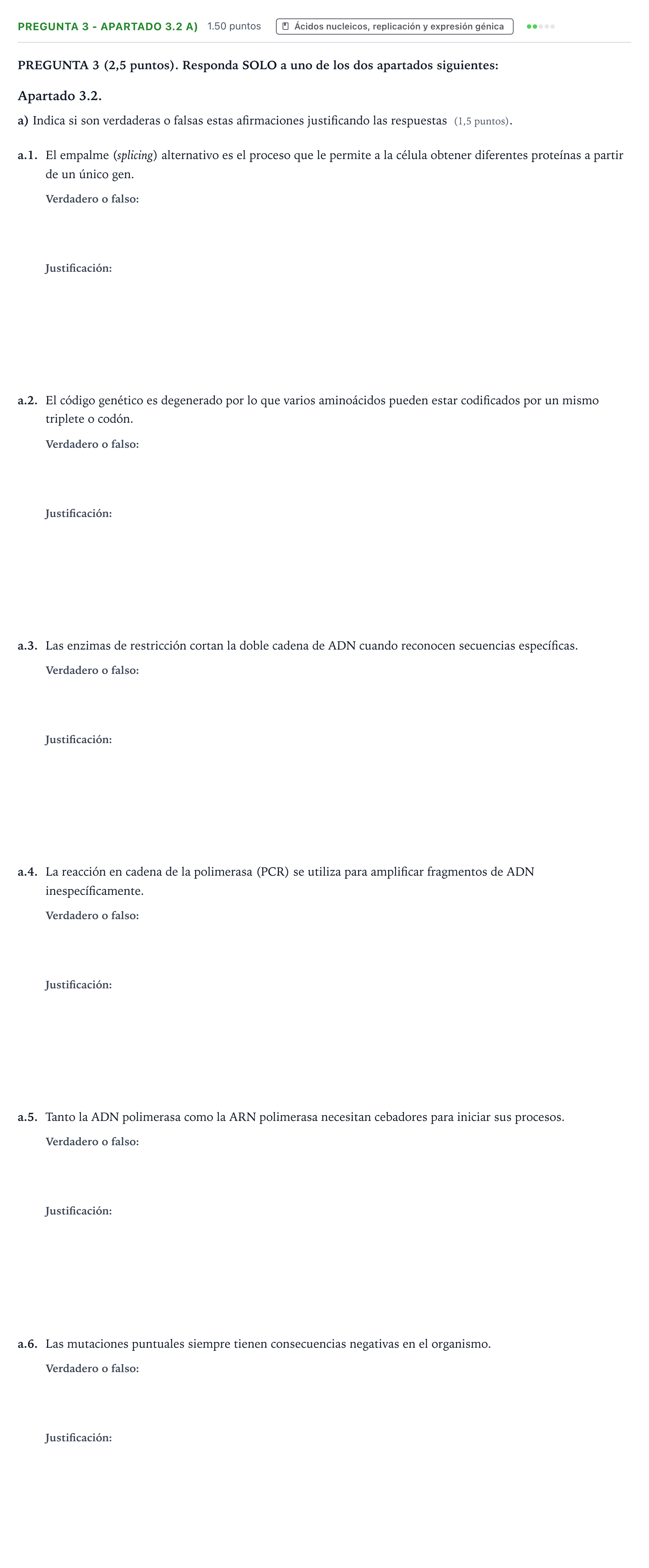 Enunciado: Pregunta 3 - Apartado 3.2 a) · Biología PAU Valencia Ordinaria 2025