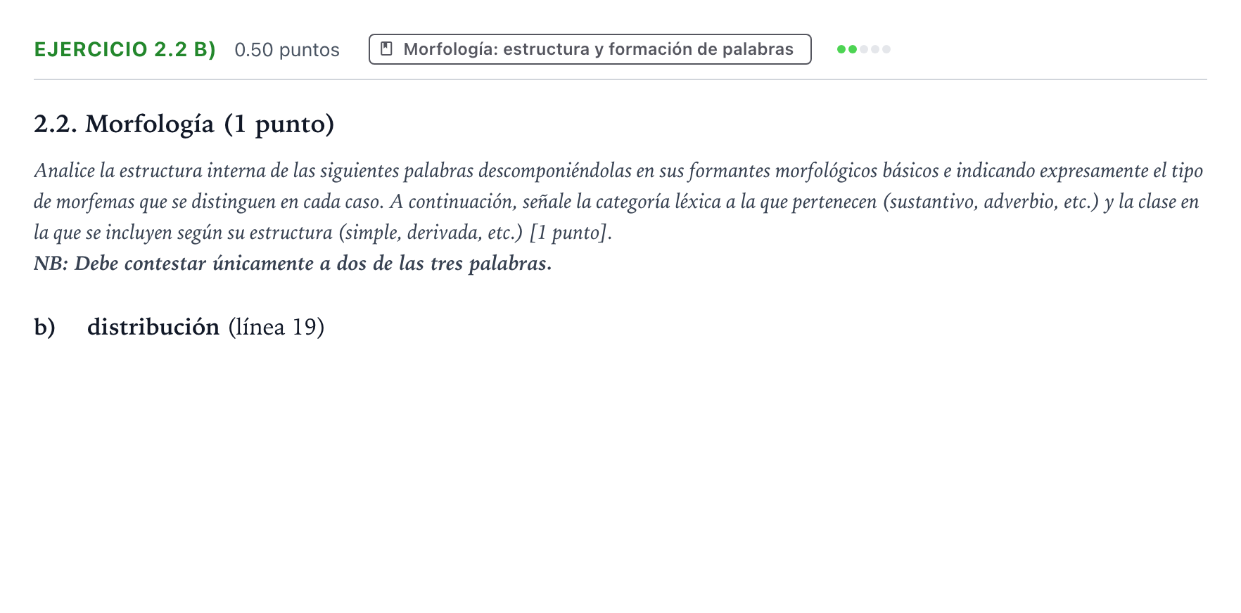 Enunciado: Ejercicio 2.2 b) · Lengua Castellana y Literatura II PAU Valencia Ordinaria 2025