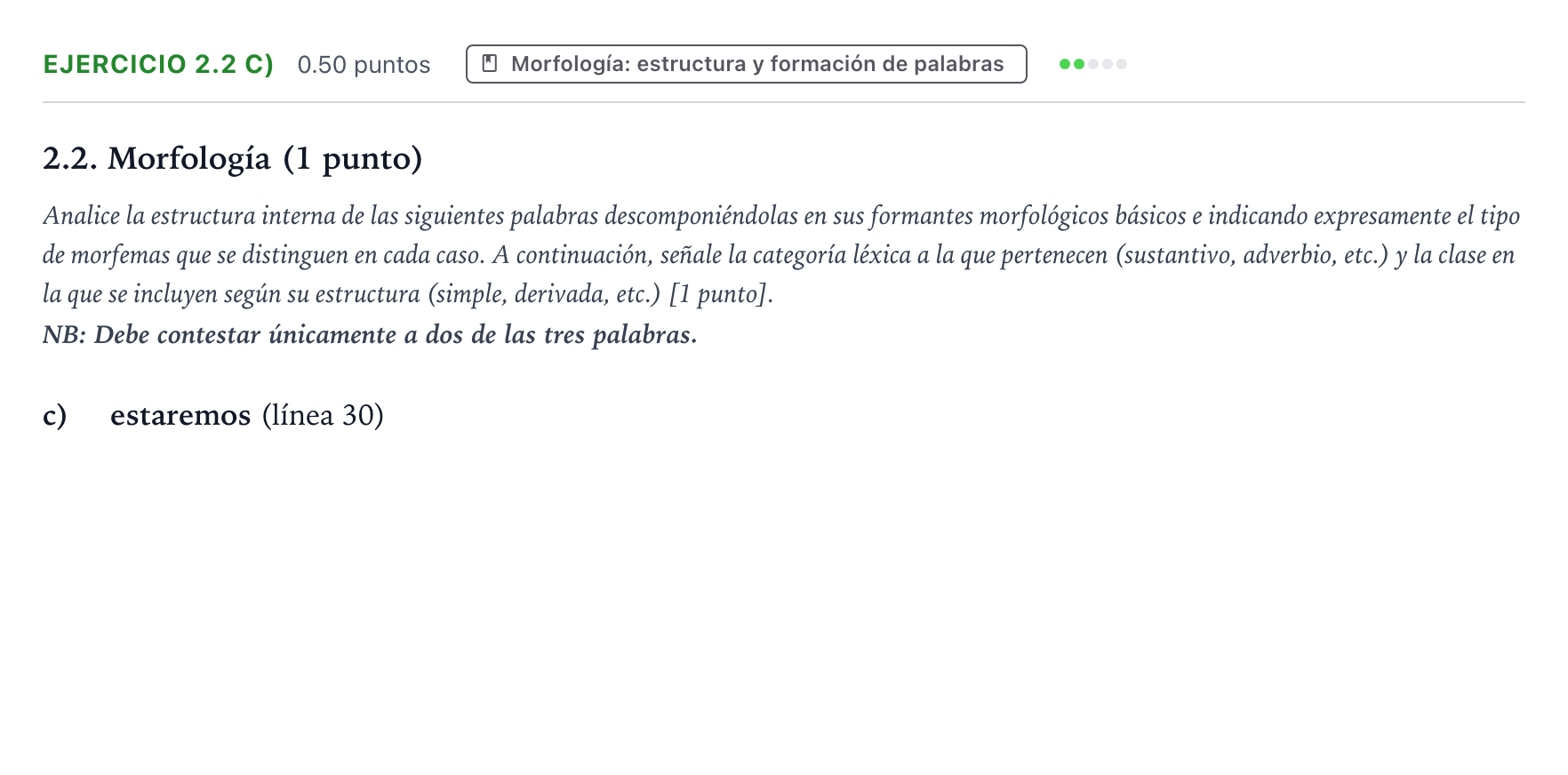 Enunciado: Ejercicio 2.2 c) · Lengua Castellana y Literatura II PAU Valencia Ordinaria 2025