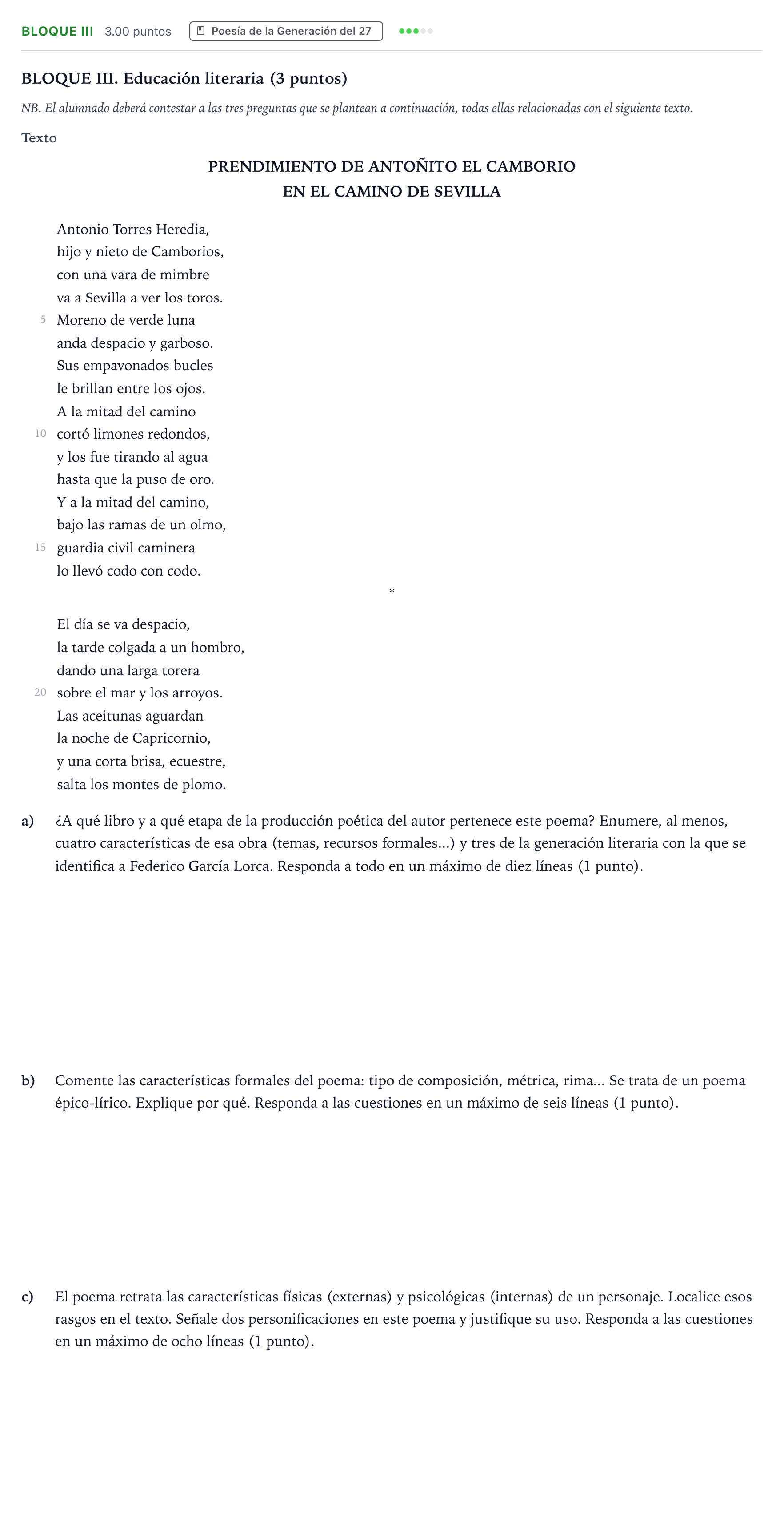 Enunciado: Bloque III · Lengua Castellana y Literatura II PAU Valencia Ordinaria 2025