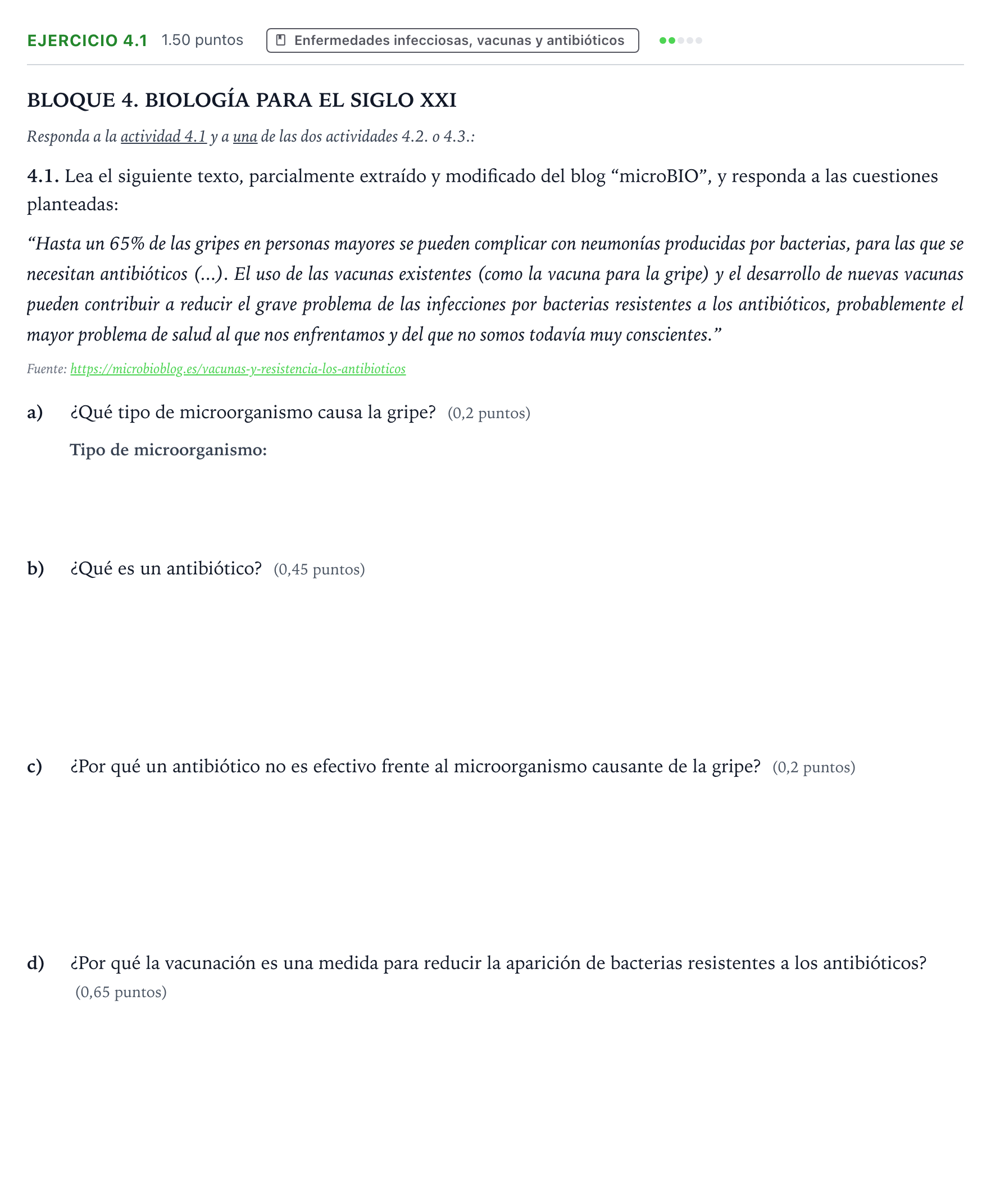 Enunciado: Ejercicio 4.1 · Ciencias Generales PAU Valencia Extraordinaria 2025