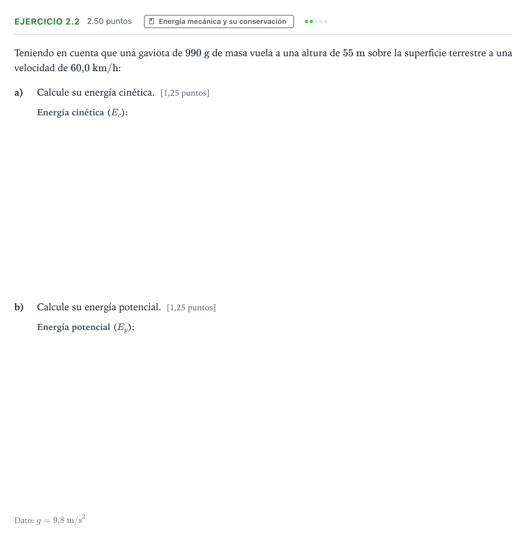 Enunciado: Ejercicio 2.2 · Ciencias Generales PAU Valencia Extraordinaria solapamiento 2025