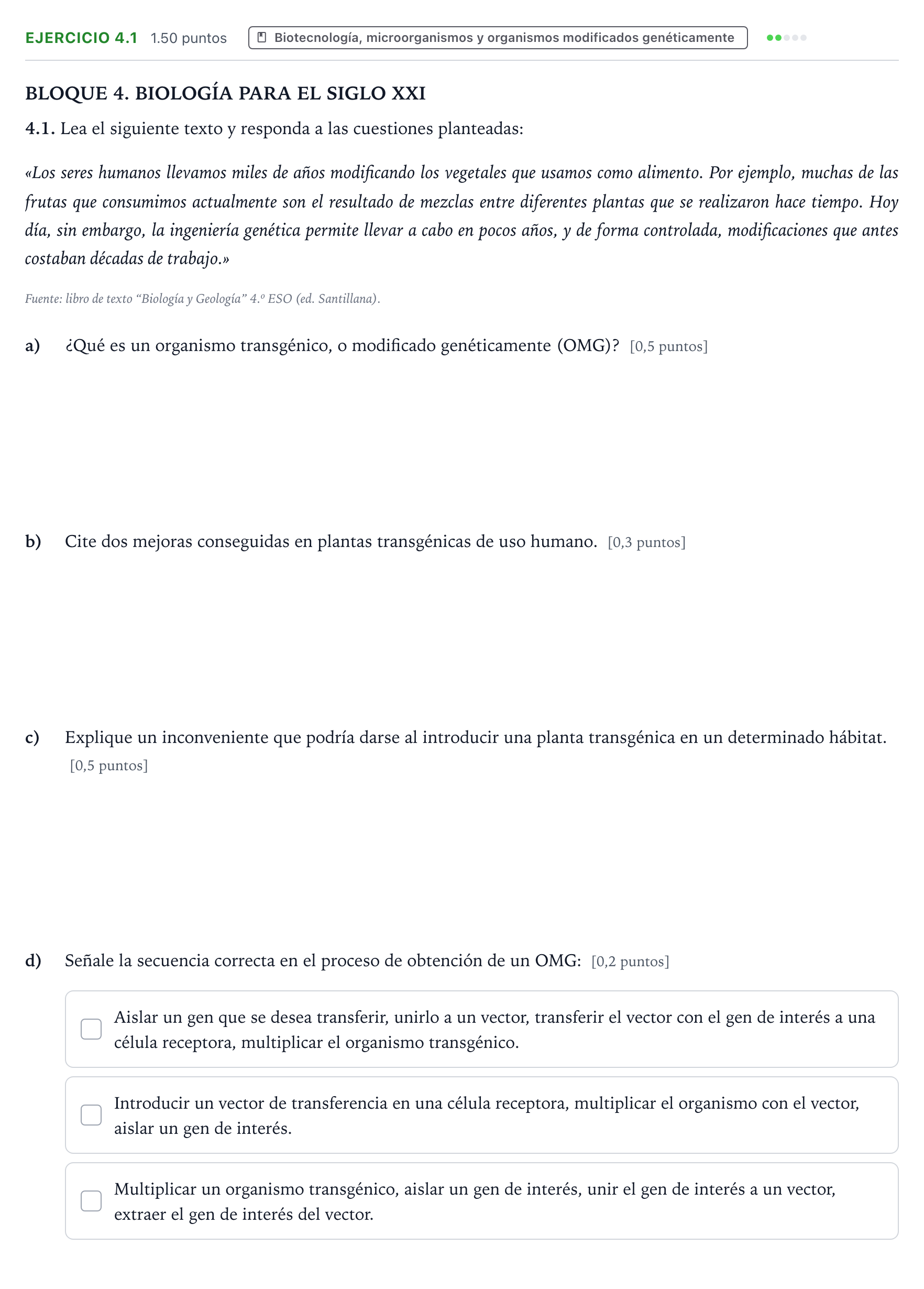 Enunciado: Ejercicio 4.1 · Ciencias Generales PAU Valencia Extraordinaria solapamiento 2025