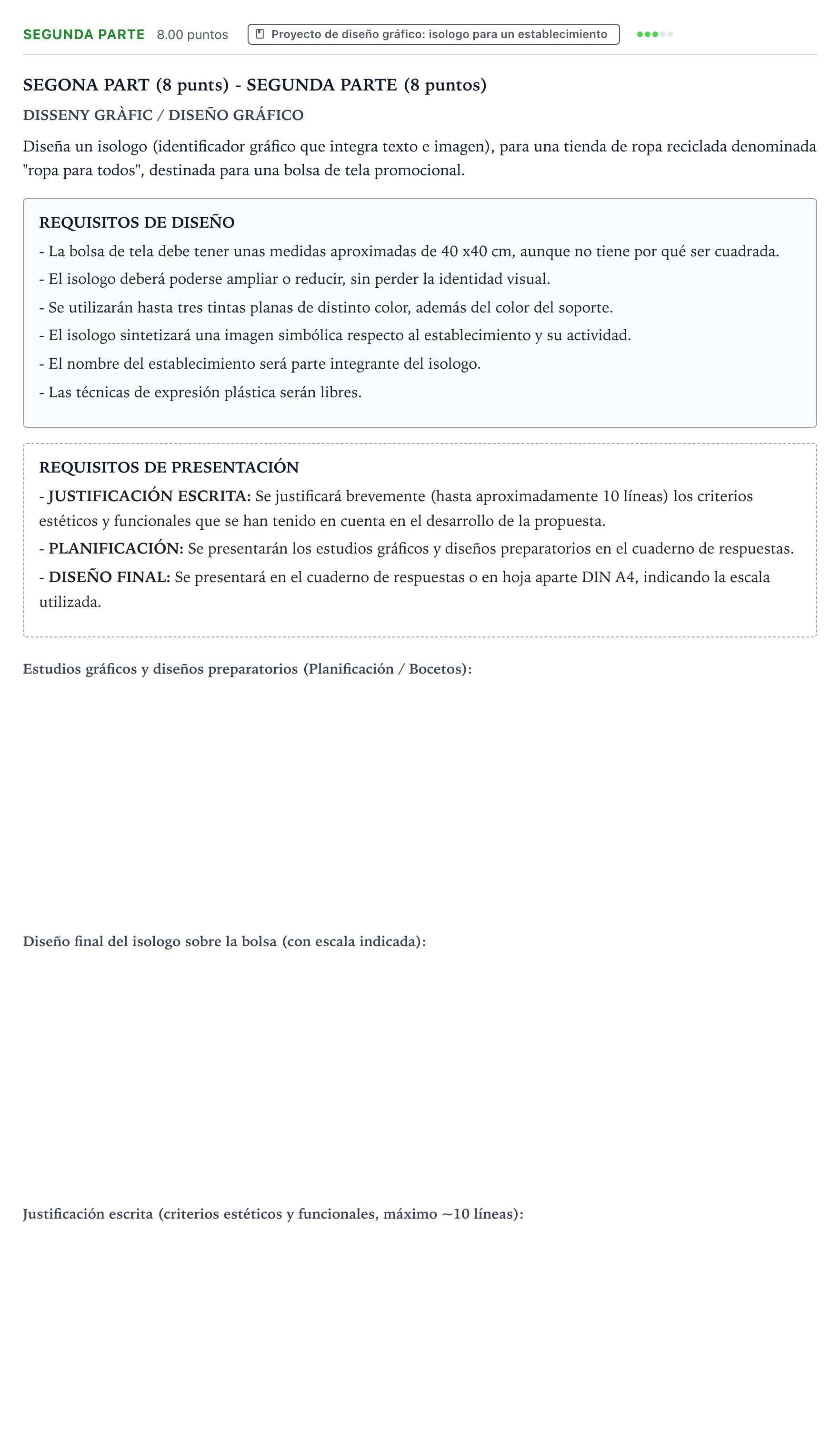 Enunciado: Ejercicio Segunda parte · Diseño PAU Valencia Extraordinaria solapamiento 2025