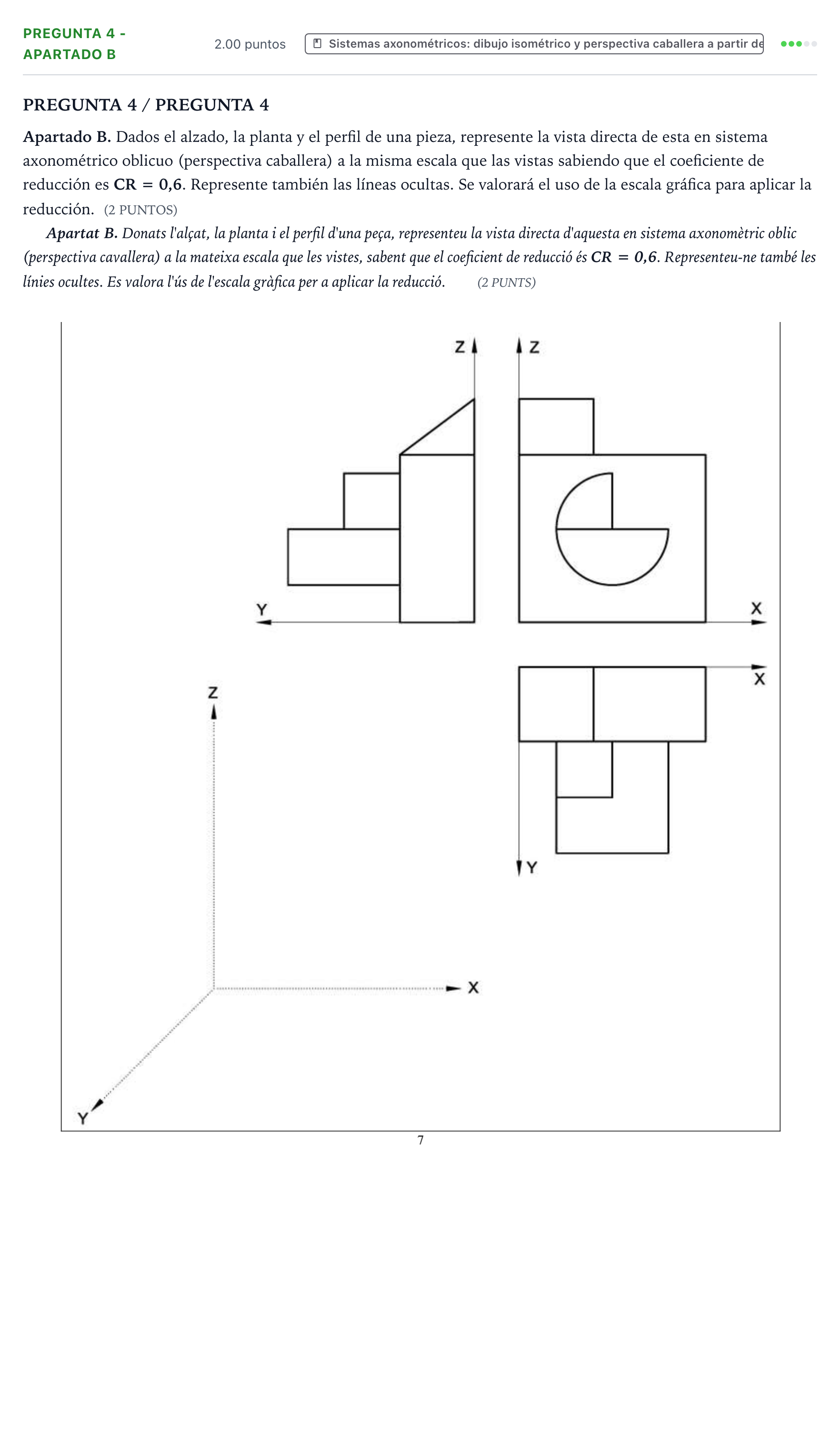 Enunciado: Pregunta 4 - Apartado B · Dibujo técnico II PAU Valencia Extraordinaria DANA 2025
