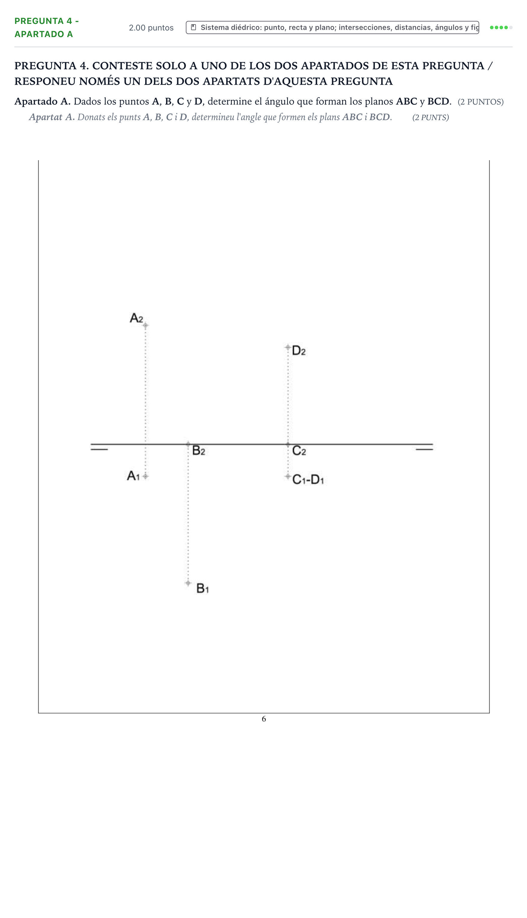 Enunciado: Pregunta 4 - Apartado A · Dibujo técnico II PAU Valencia Ordinaria 2025