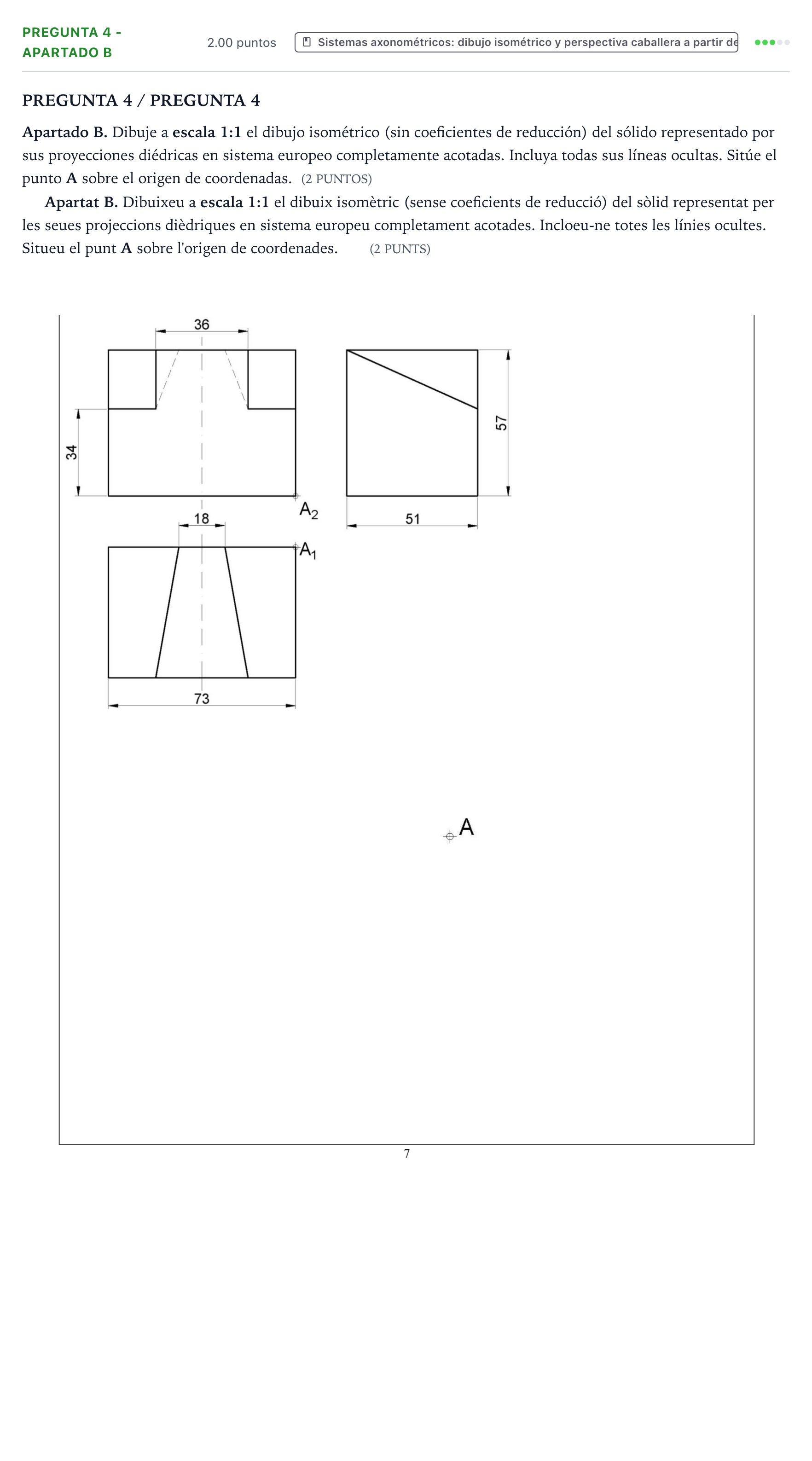 Enunciado: Pregunta 4 - Apartado B · Dibujo técnico II PAU Valencia Extraordinaria 2025