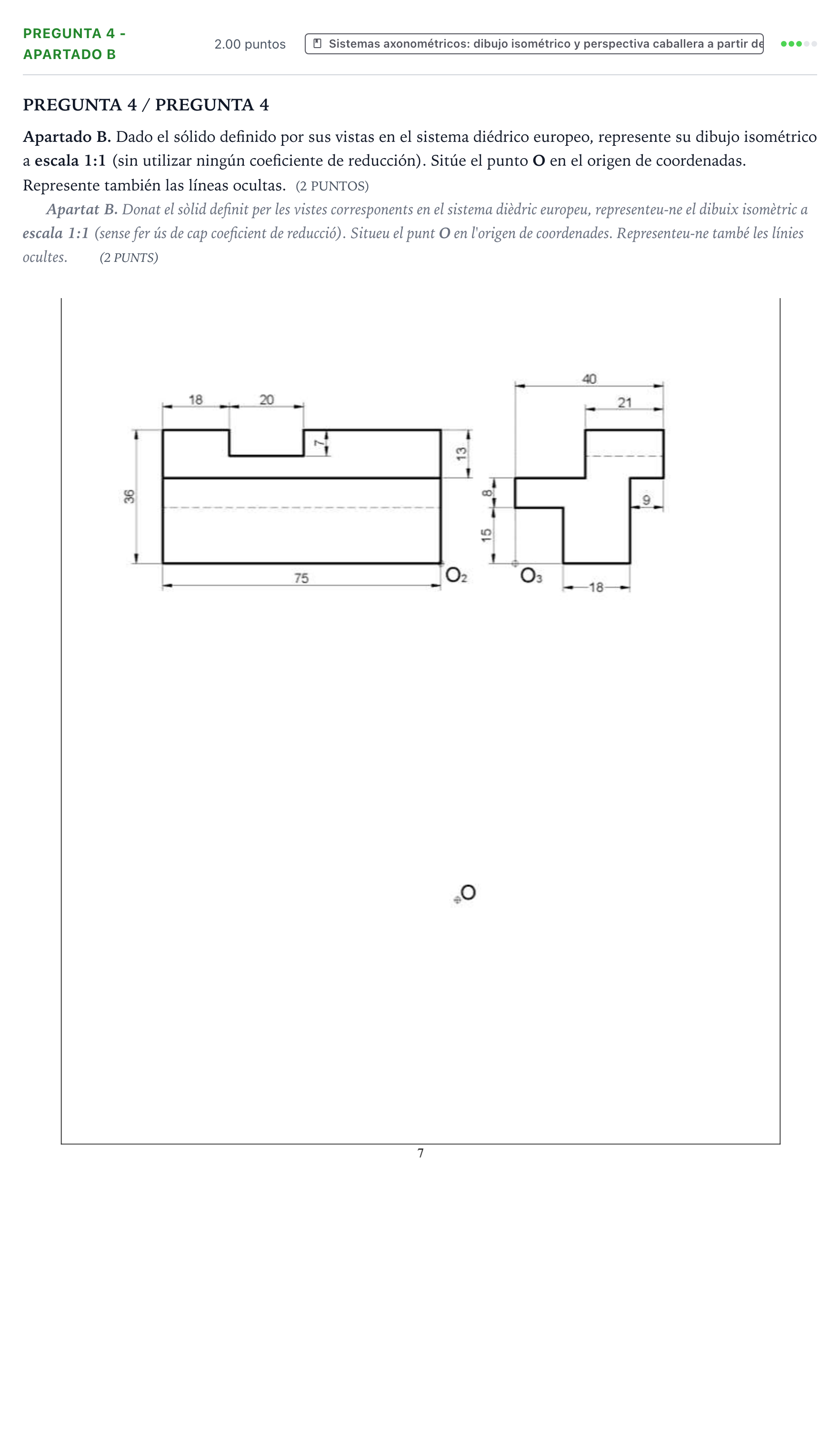 Enunciado: Pregunta 4 - Apartado B · Dibujo técnico II PAU Valencia Ordinaria solapamiento 2025