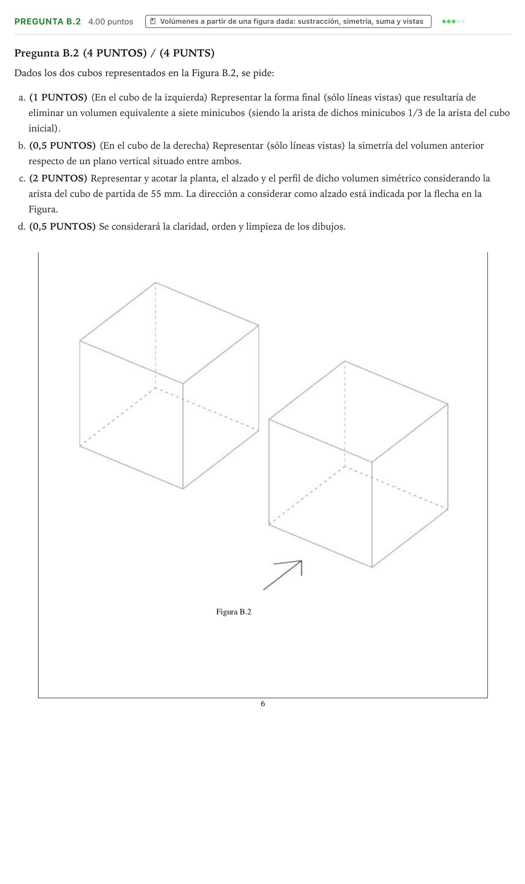 Enunciado: Pregunta B.2 · Dibujo Técnico Aplicado a las Artes Plásticas y al Diseño PAU Valencia Extraordinaria 2025