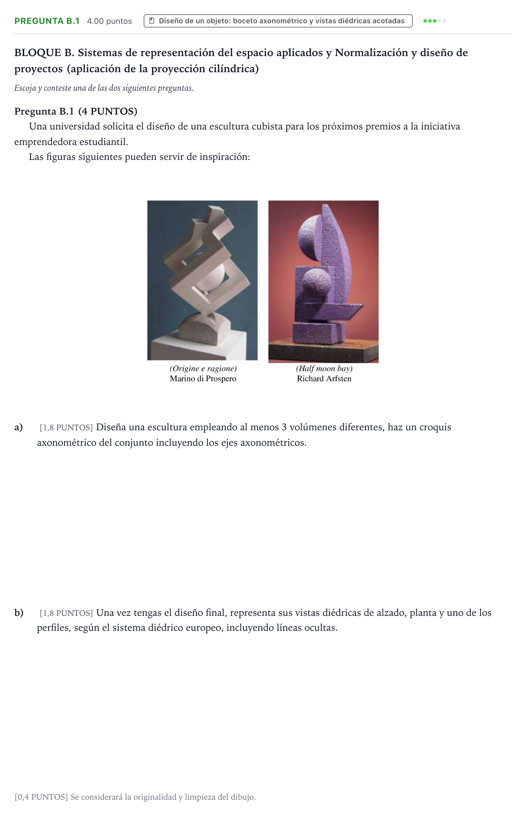 Enunciado: Pregunta B.1 · Dibujo Técnico Aplicado a las Artes Plásticas y al Diseño PAU Valencia Ordinaria 2025
