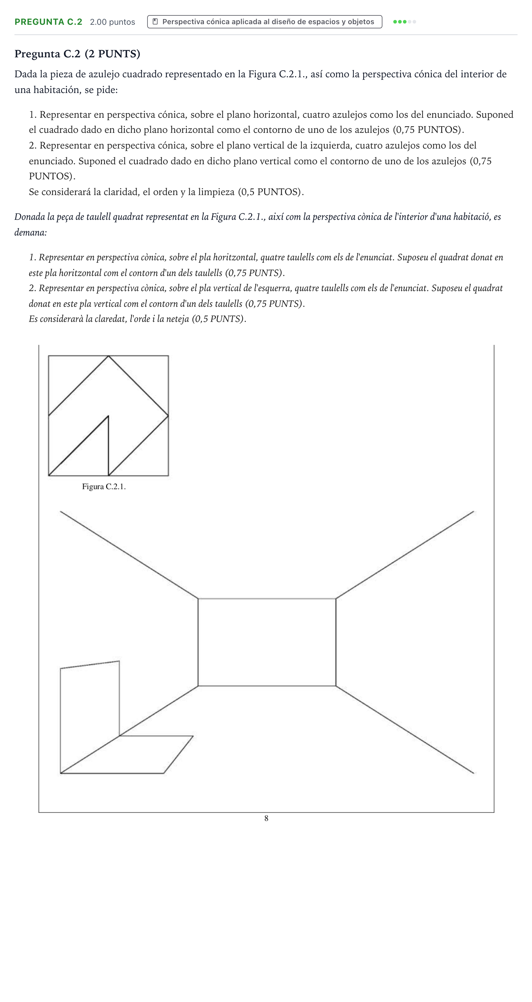 Enunciado: Pregunta C.2 · Dibujo Técnico Aplicado a las Artes Plásticas y al Diseño PAU Valencia Ordinaria 2025