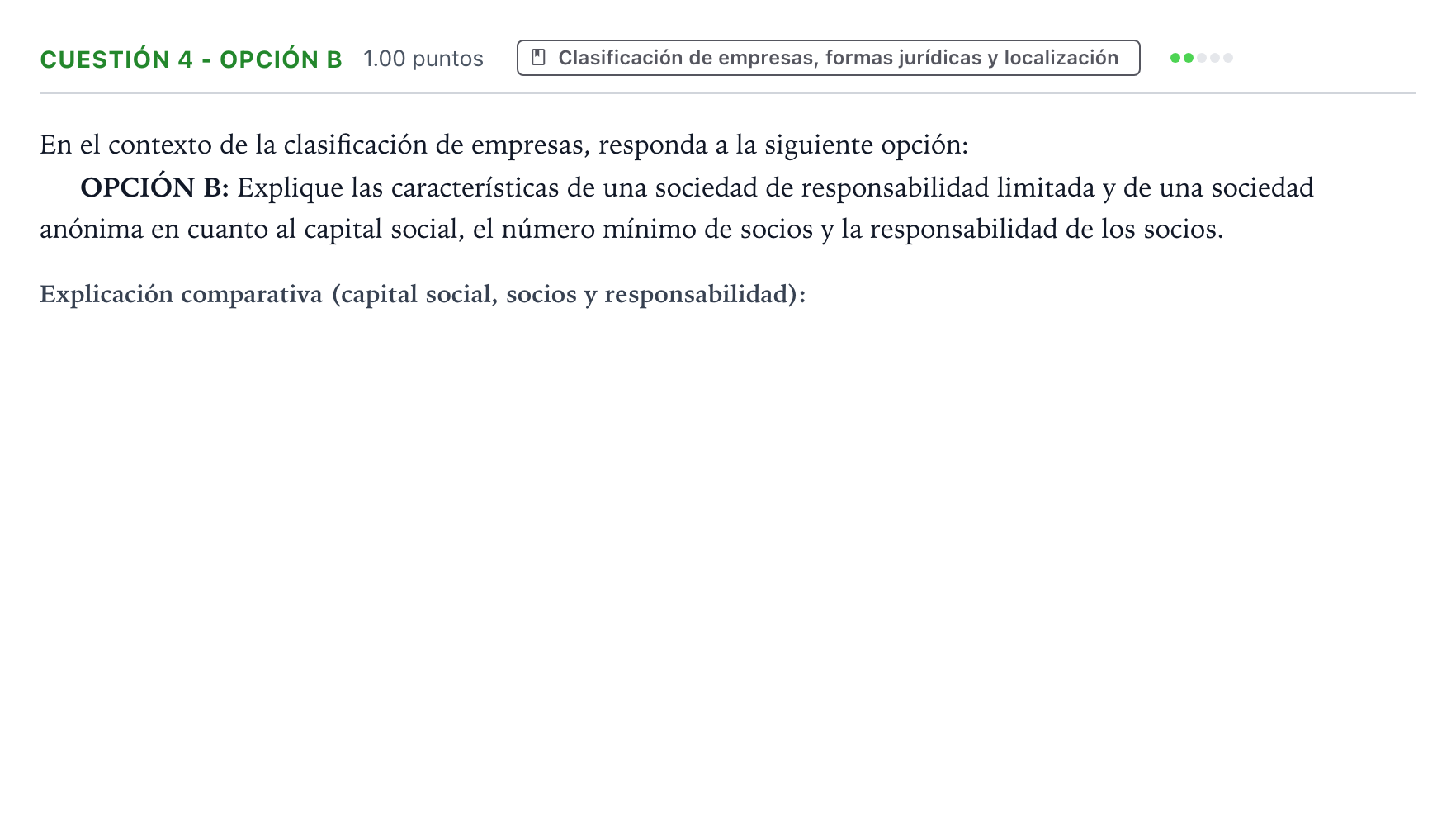 Enunciado: Cuestión 4 - Opción B · Empresa y Diseño de Modelos de Negocio PAU Valencia Extraordinaria DANA 2025