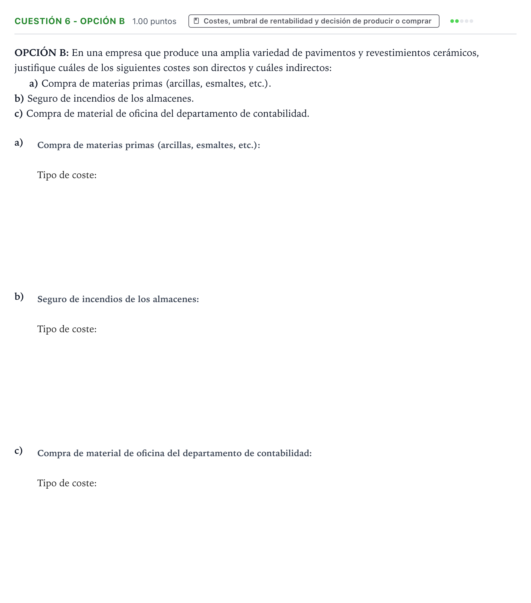 Enunciado: Cuestión 6 - Opción B · Empresa y Diseño de Modelos de Negocio PAU Valencia Extraordinaria DANA 2025