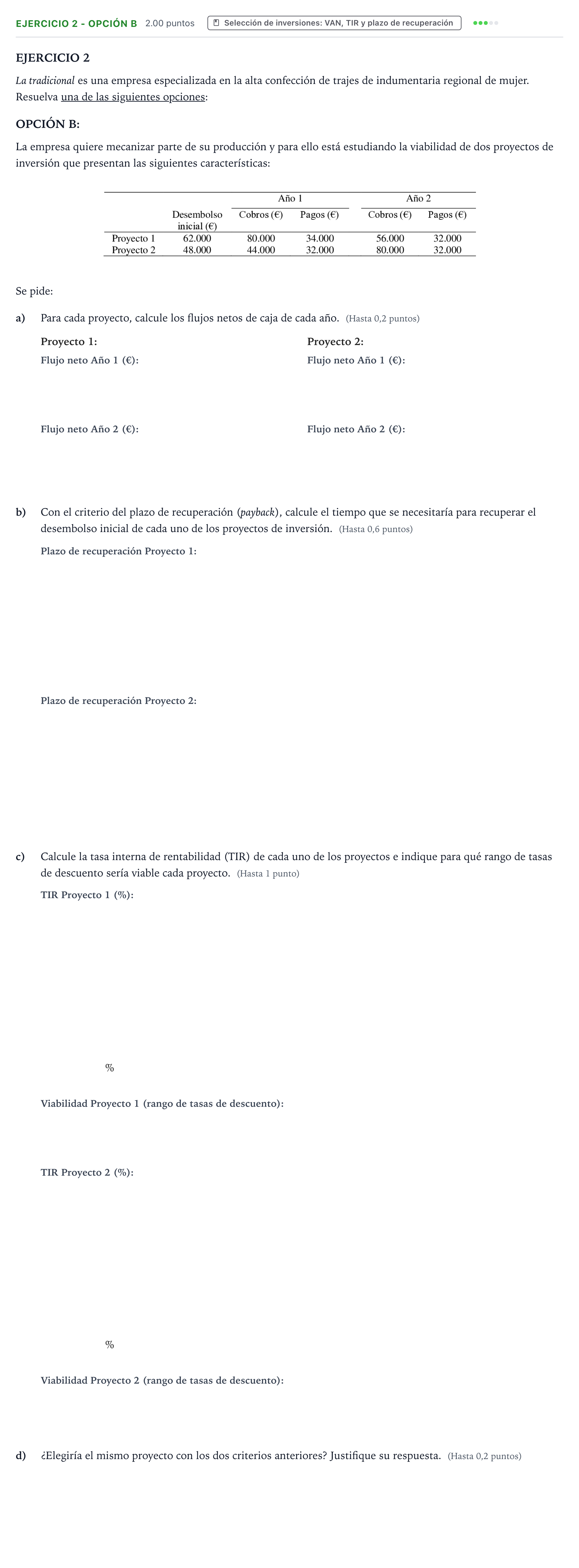 Enunciado: Ejercicio 2 - Opción B · Empresa y Diseño de Modelos de Negocio PAU Valencia Extraordinaria DANA 2025