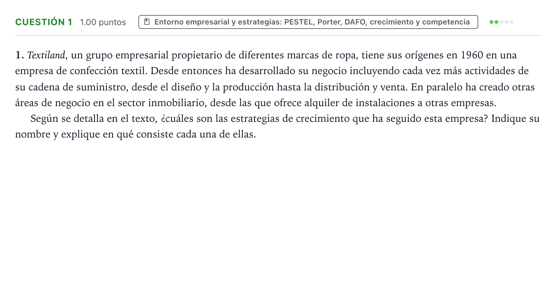 Enunciado: Cuestión 1 · Empresa y Diseño de Modelos de Negocio PAU Valencia Extraordinaria 2025