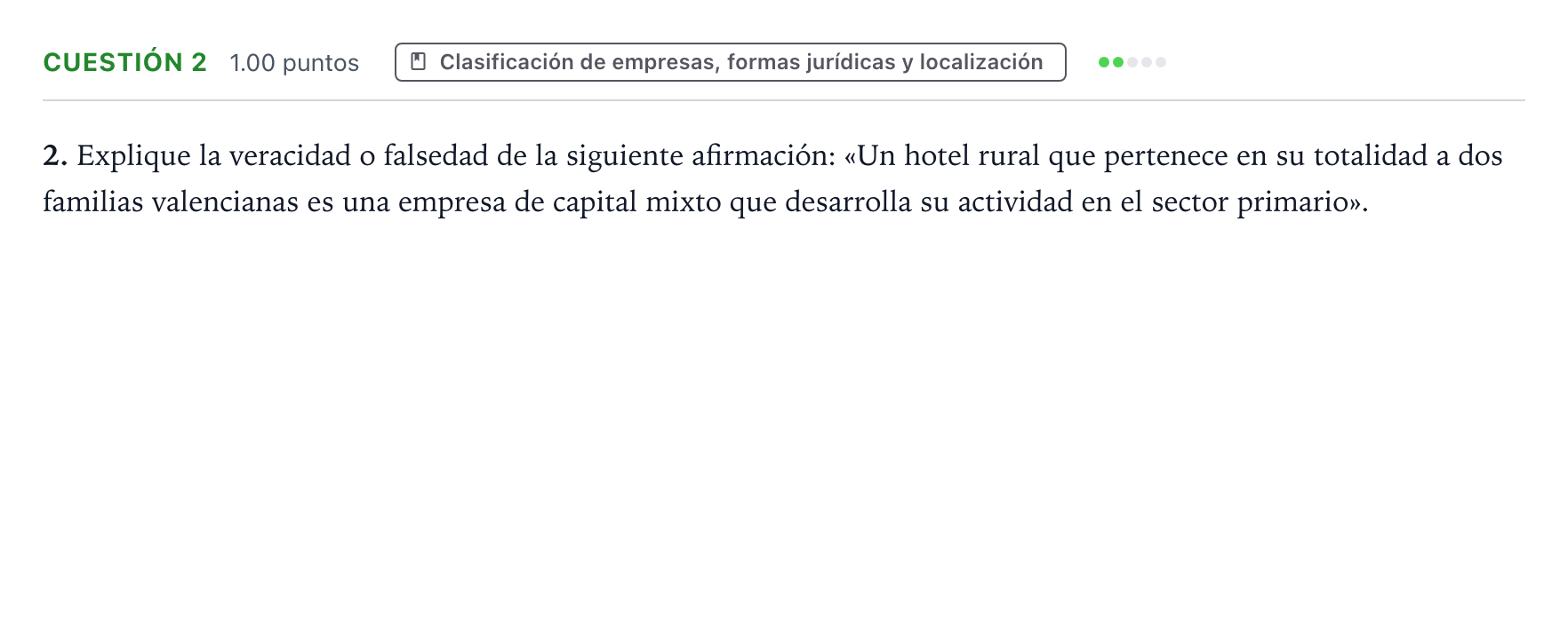 Enunciado: Cuestión 2 · Empresa y Diseño de Modelos de Negocio PAU Valencia Extraordinaria 2025