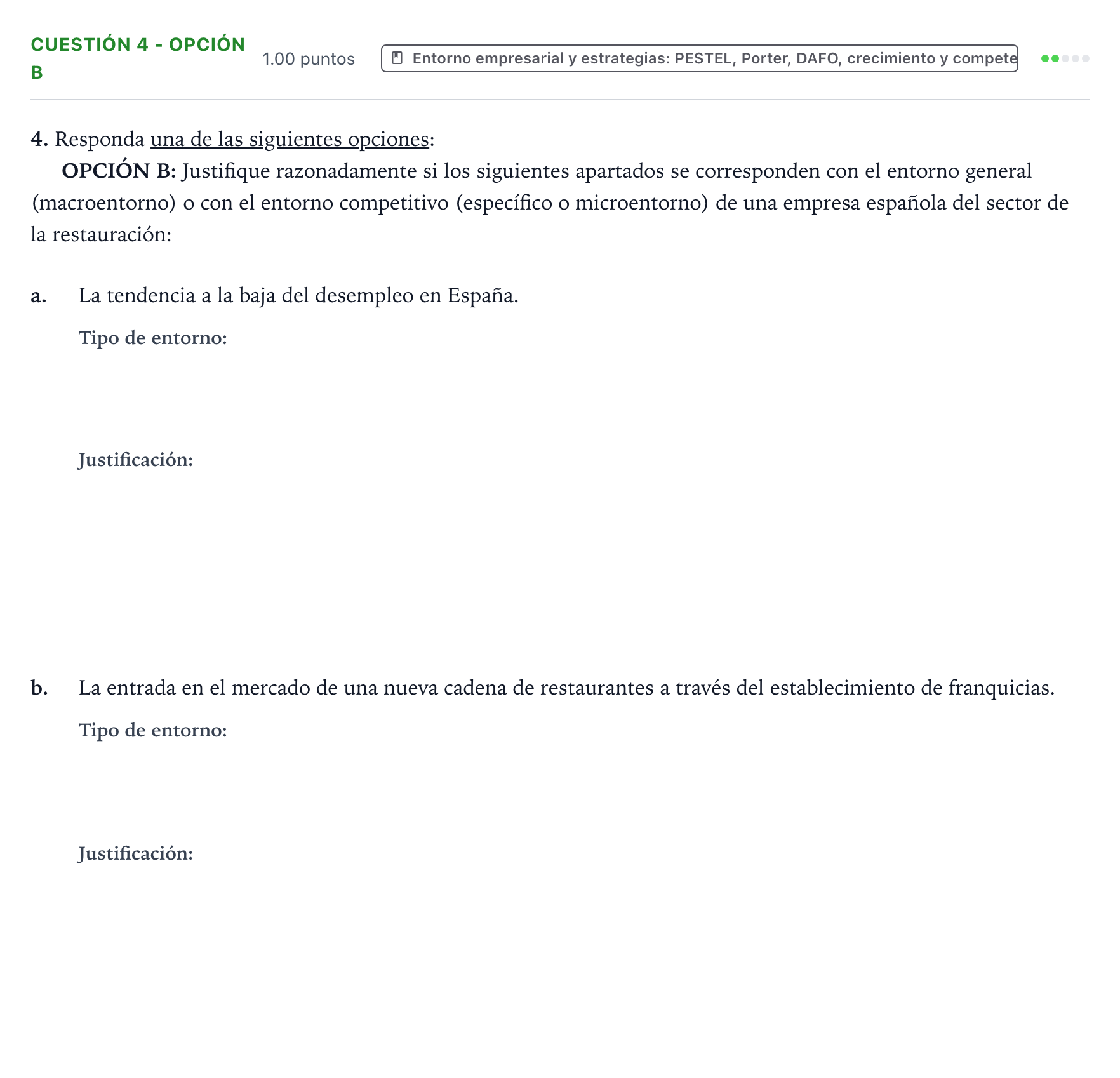 Enunciado: Cuestión 4 - Opción B · Empresa y Diseño de Modelos de Negocio PAU Valencia Extraordinaria 2025