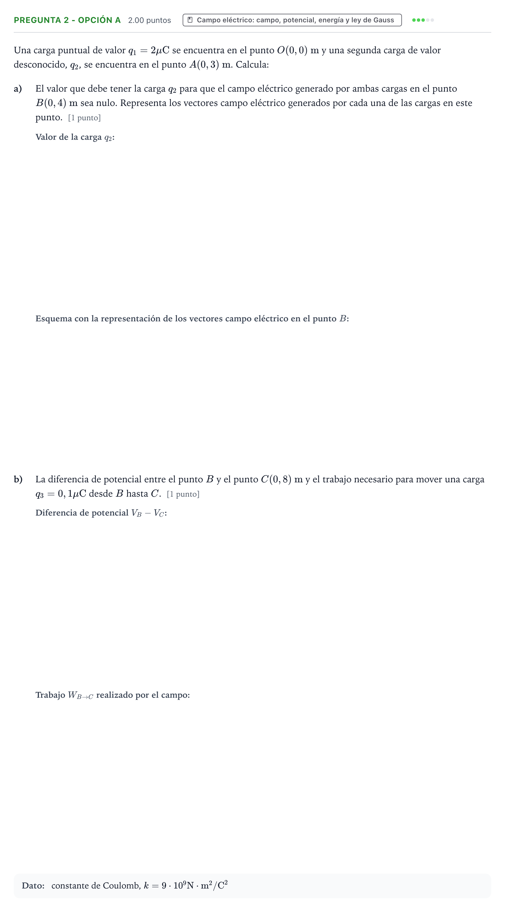 Enunciado: Pregunta 2 - Opción A · Física PAU Valencia Extraordinaria DANA 2025