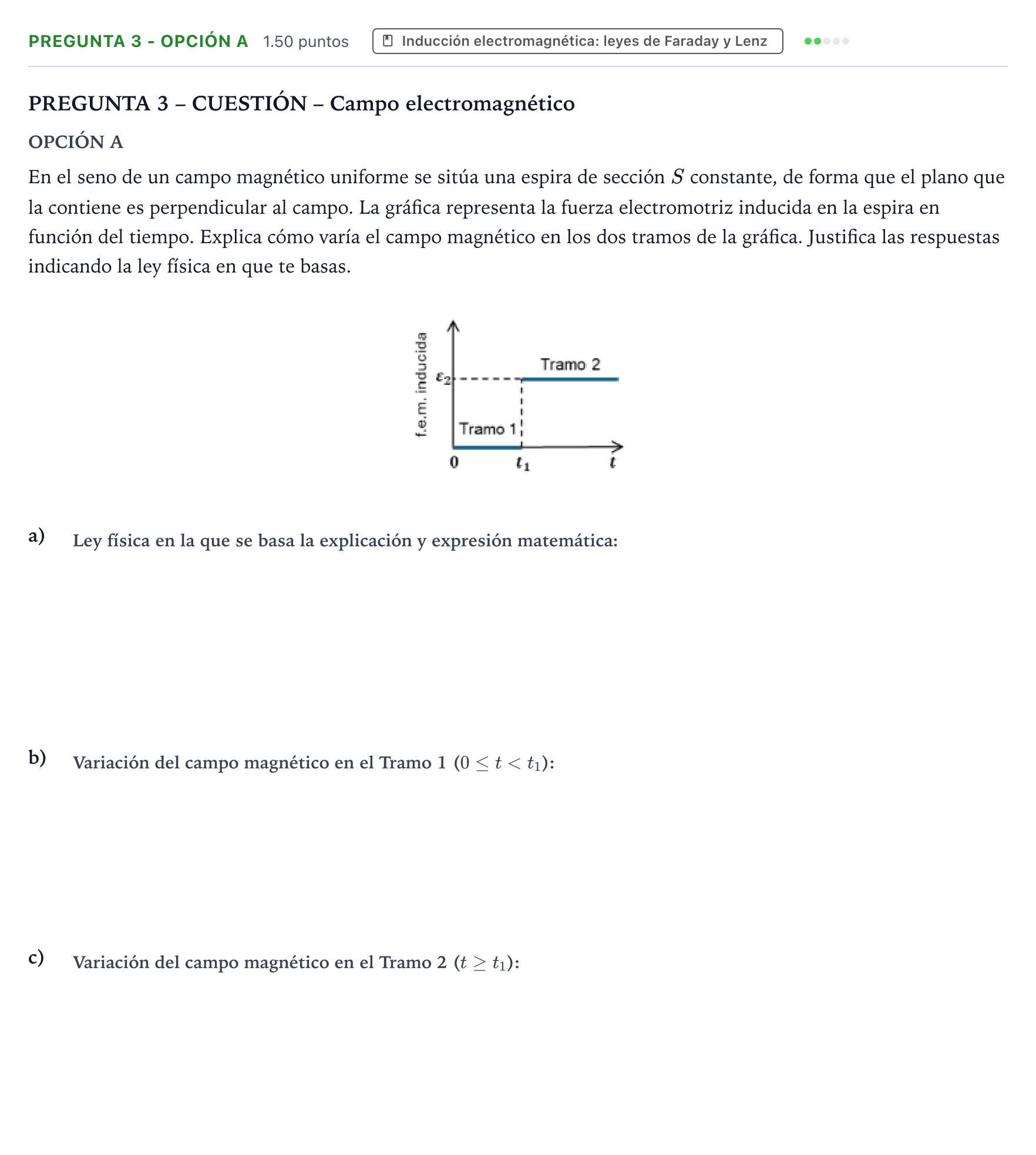 Enunciado: Pregunta 3 - Opción A · Física PAU Valencia Extraordinaria DANA 2025