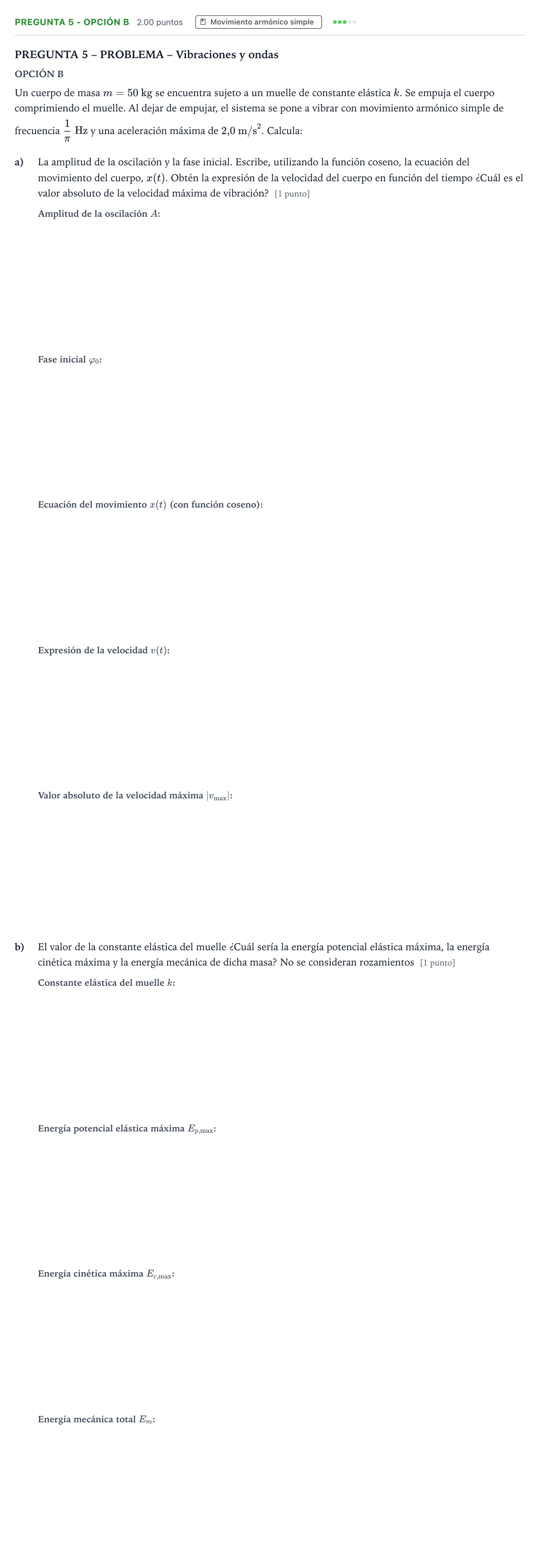 Enunciado: Pregunta 5 - Opción B · Física PAU Valencia Extraordinaria DANA 2025