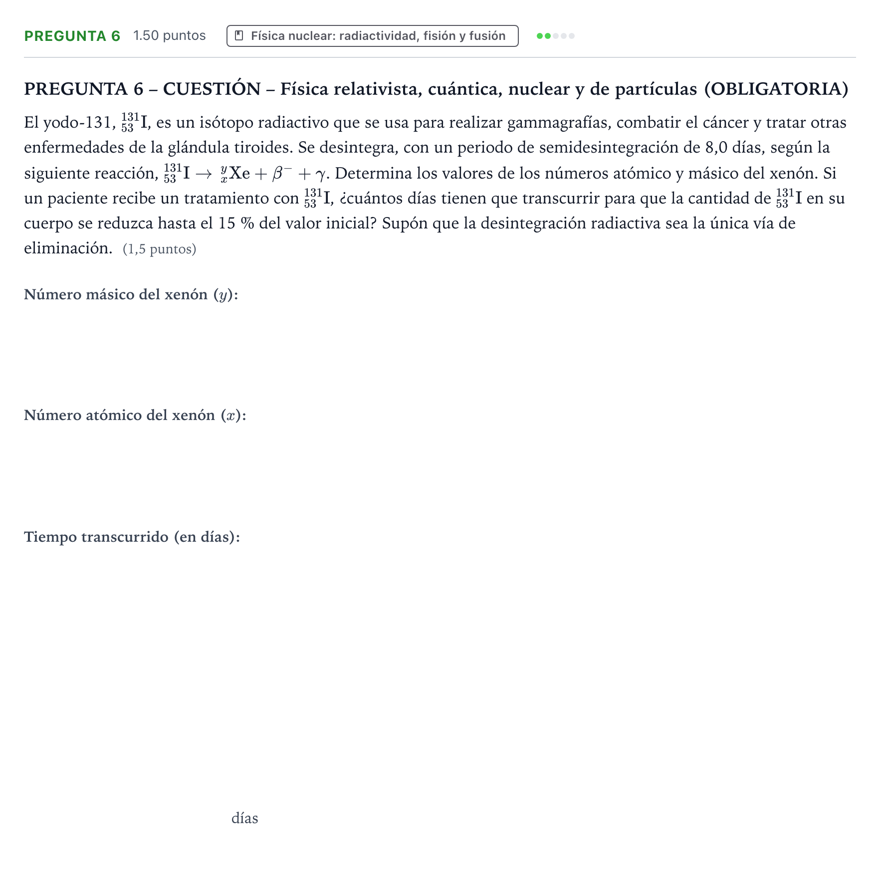 Enunciado: Pregunta 6 · Física PAU Valencia Extraordinaria DANA 2025