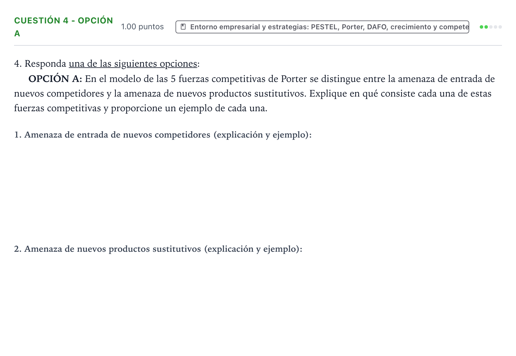 Enunciado: Cuestión 4 - Opción A · Empresa y Diseño de Modelos de Negocio PAU Valencia Ordinaria solapamiento 2025