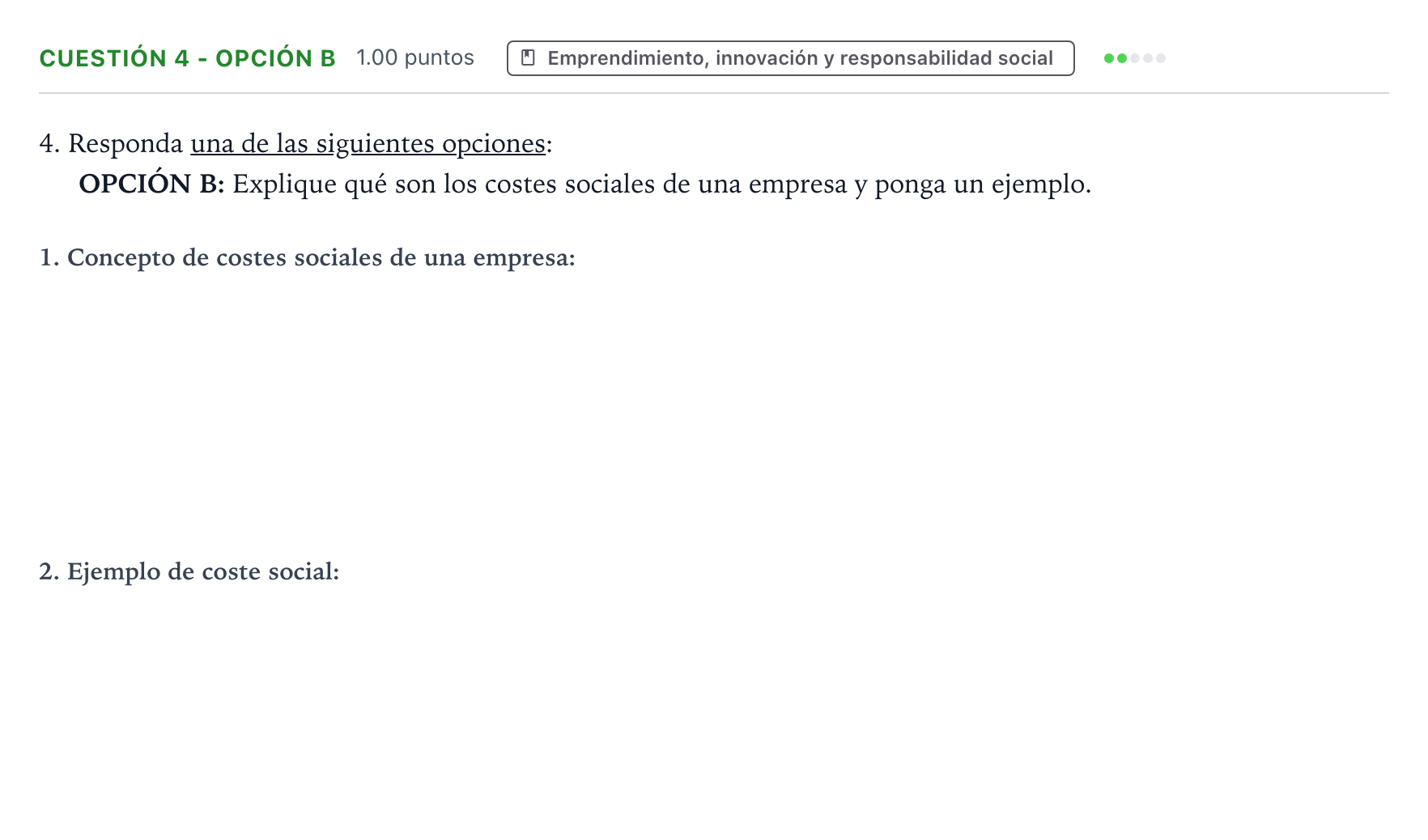 Enunciado: Cuestión 4 - Opción B · Empresa y Diseño de Modelos de Negocio PAU Valencia Ordinaria solapamiento 2025