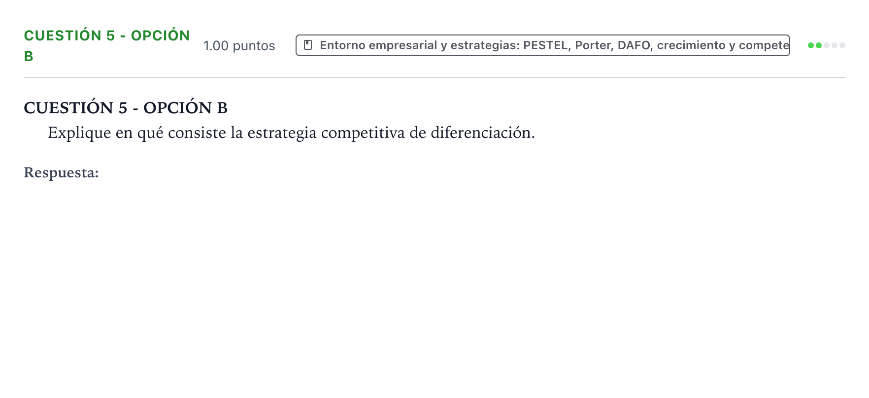 Enunciado: Cuestión 5 - Opción B · Empresa y Diseño de Modelos de Negocio PAU Valencia Ordinaria solapamiento 2025