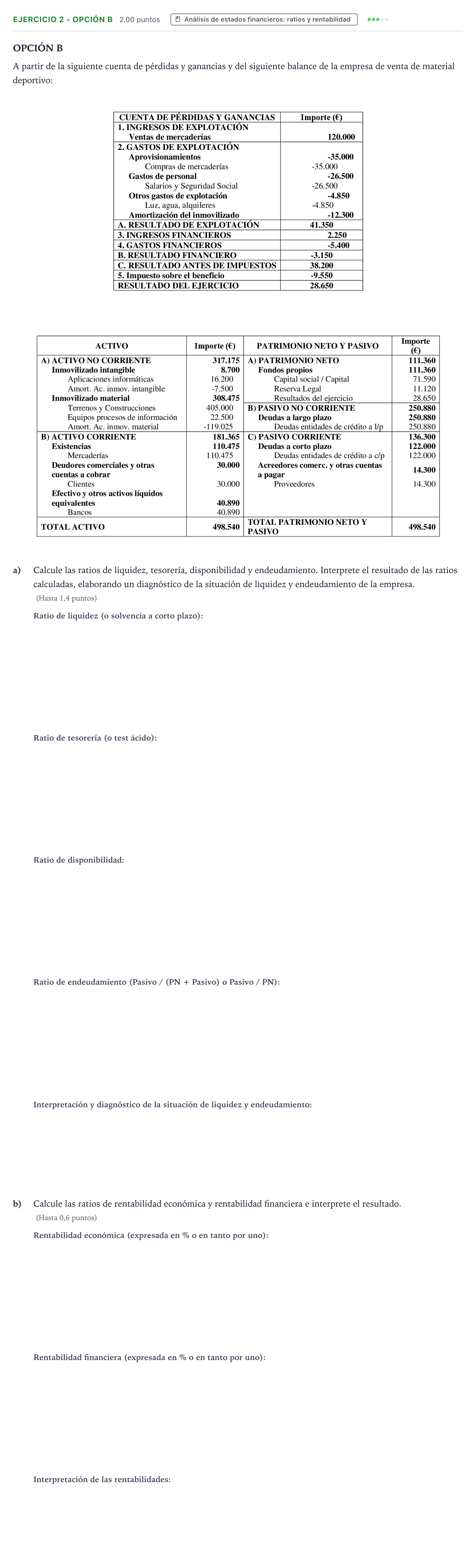 Enunciado: Ejercicio 2 - Opción B · Empresa y Diseño de Modelos de Negocio PAU Valencia Ordinaria solapamiento 2025