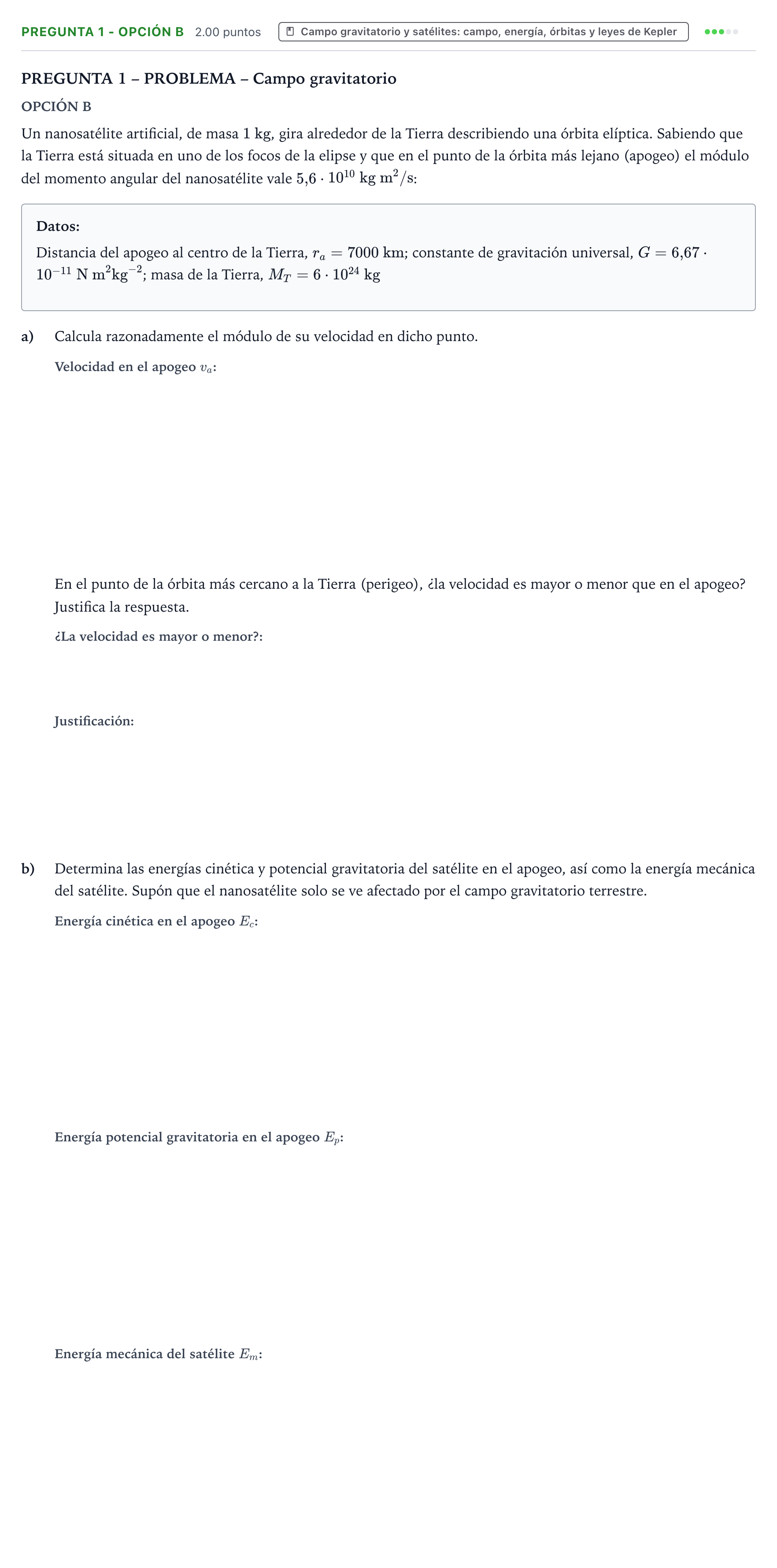 Enunciado: Pregunta 1 - Opción B · Física PAU Valencia Extraordinaria 2025