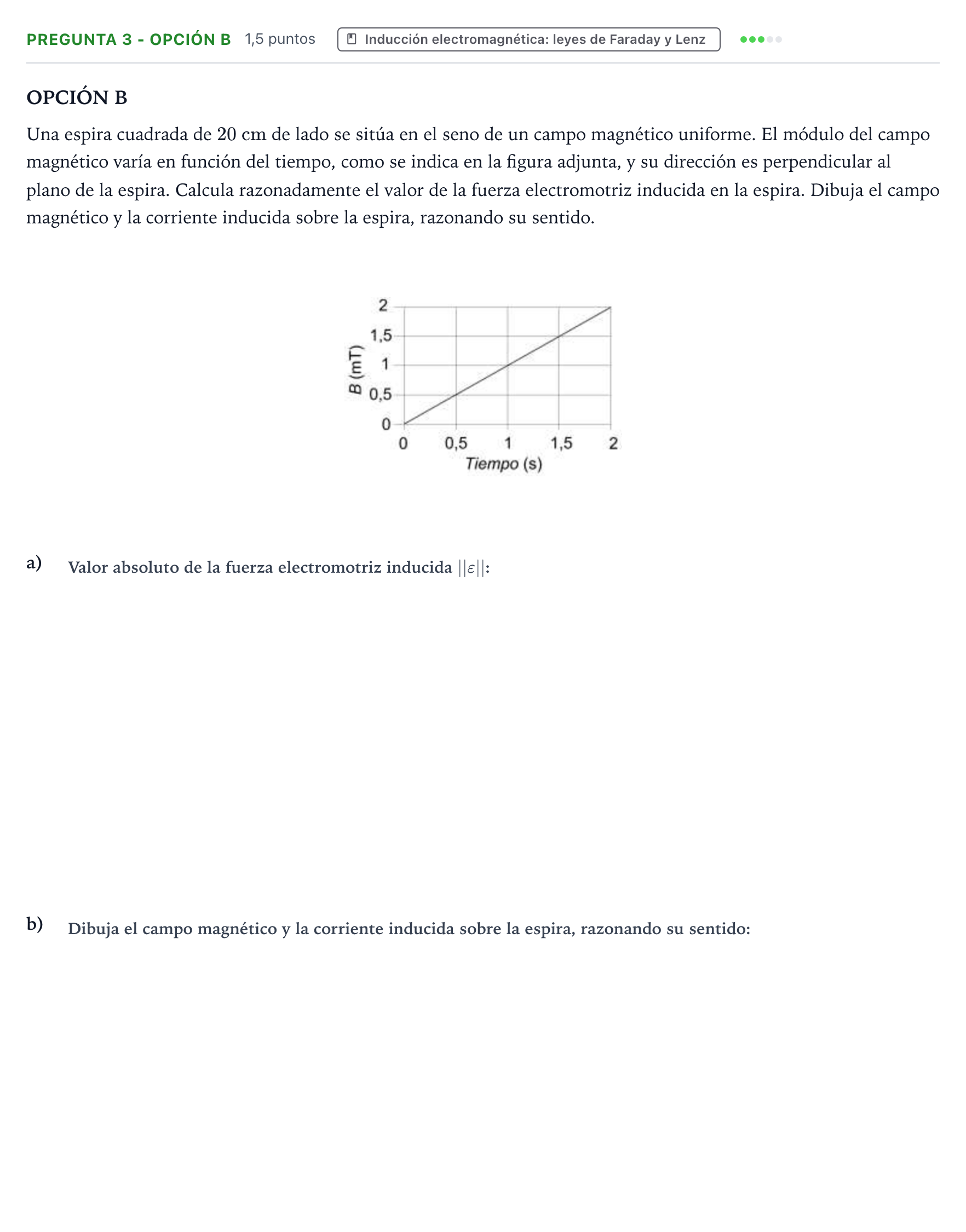 Enunciado: Pregunta 3 - Opción B · Física PAU Valencia Ordinaria 2025