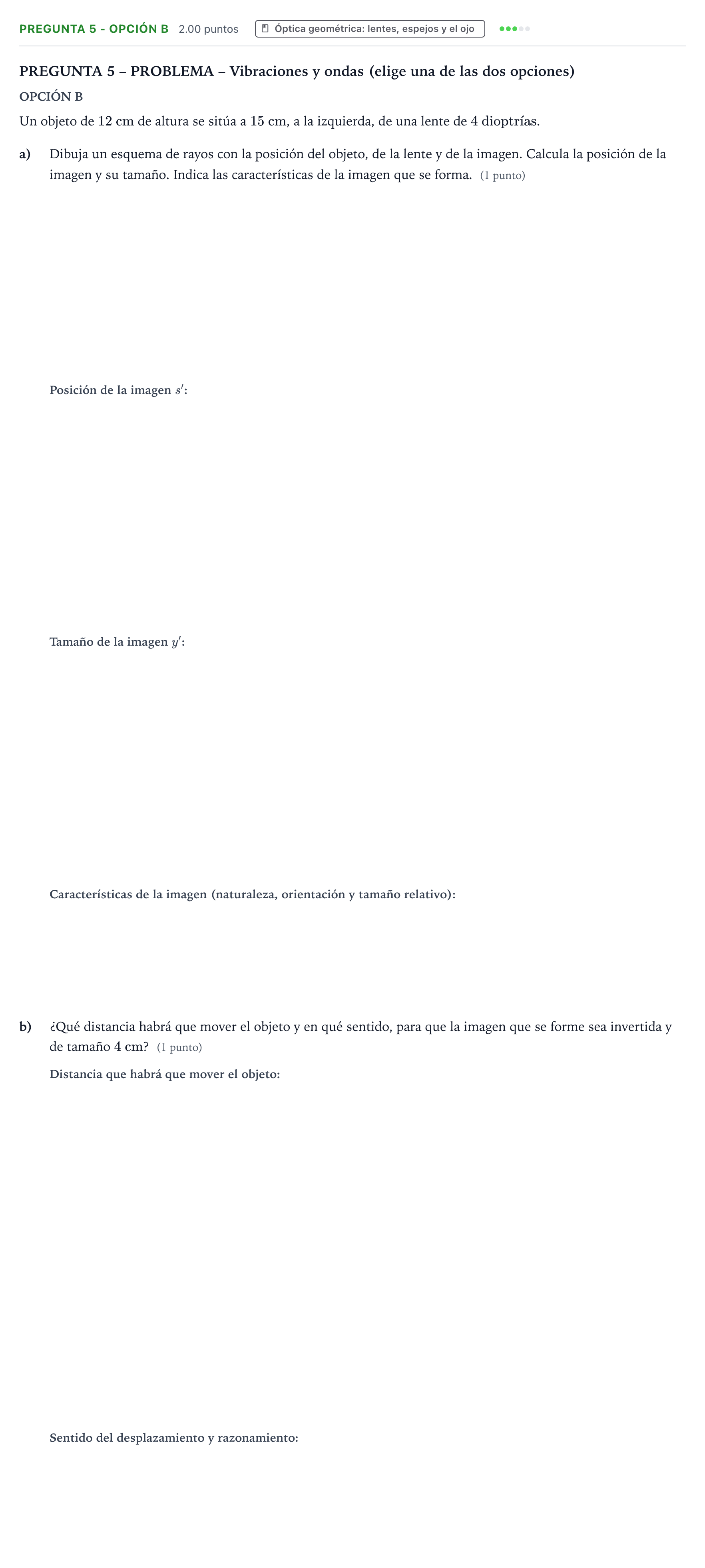 Enunciado: Pregunta 5 - Opción B · Física PAU Valencia Ordinaria 2025