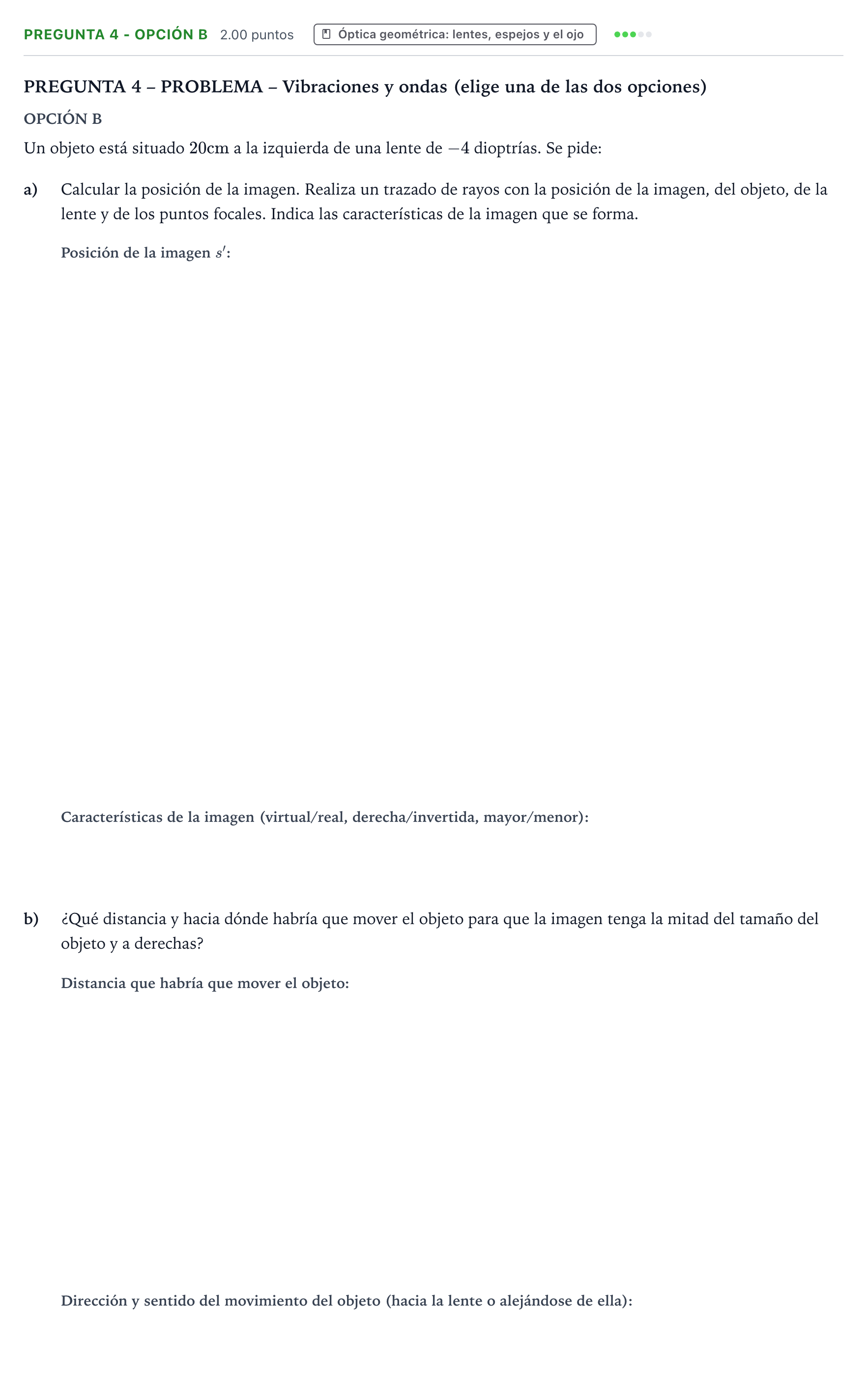 Enunciado: Pregunta 4 - Opción B · Física PAU Valencia Ordinaria solapamiento 2025