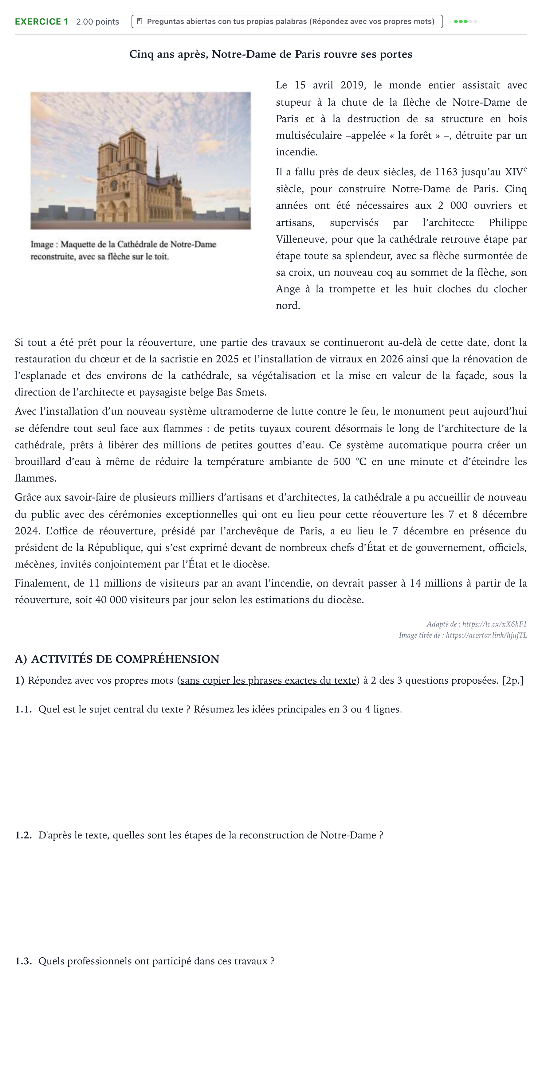 Enunciado: Problema 1 · Francés PAU Valencia Extraordinaria 2025