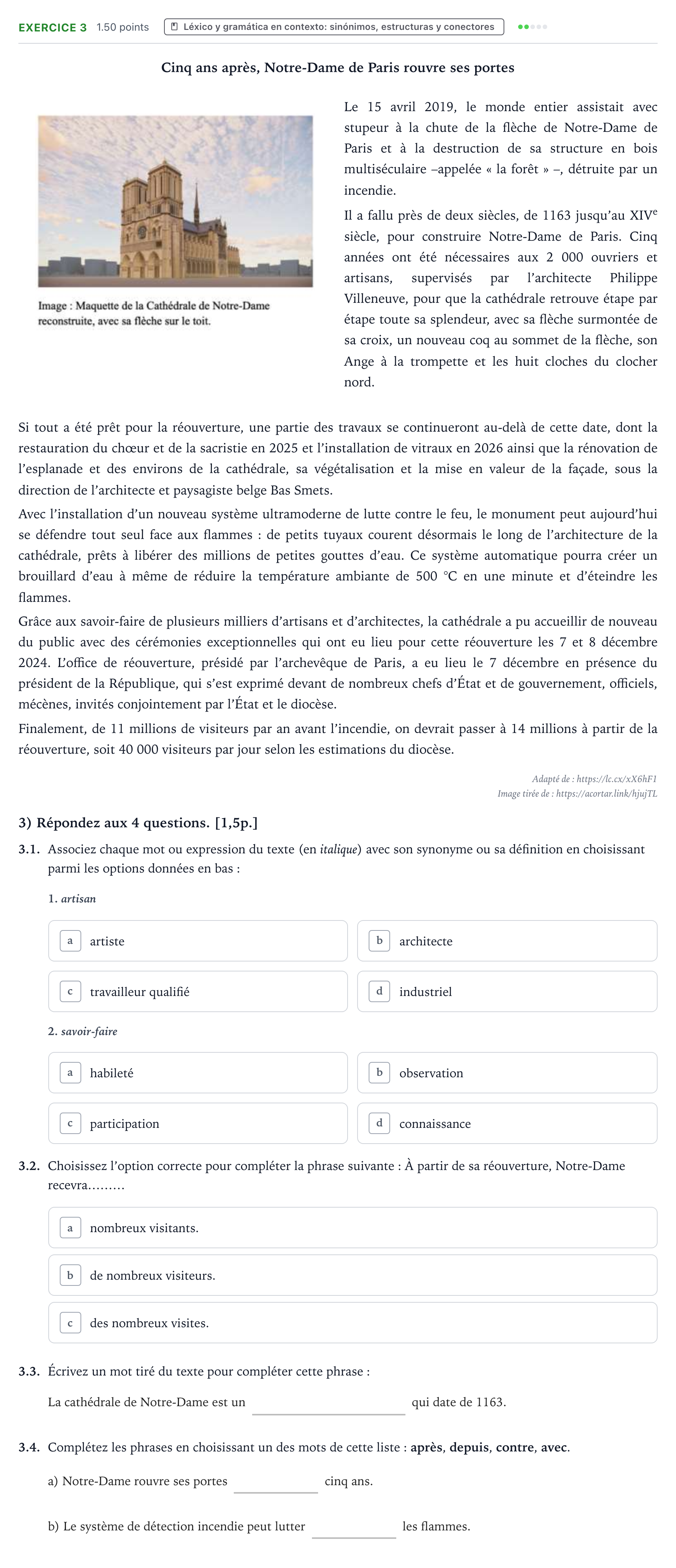 Enunciado: Problema 3 · Francés PAU Valencia Extraordinaria 2025