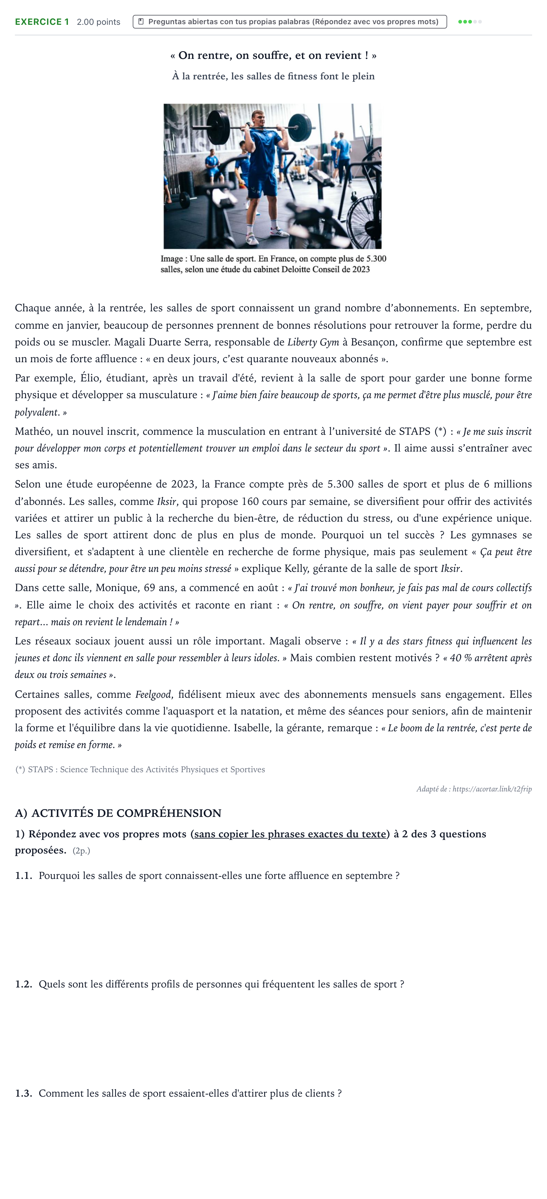 Enunciado: Problema 1 · Francés PAU Valencia Extraordinaria solapamiento 2025